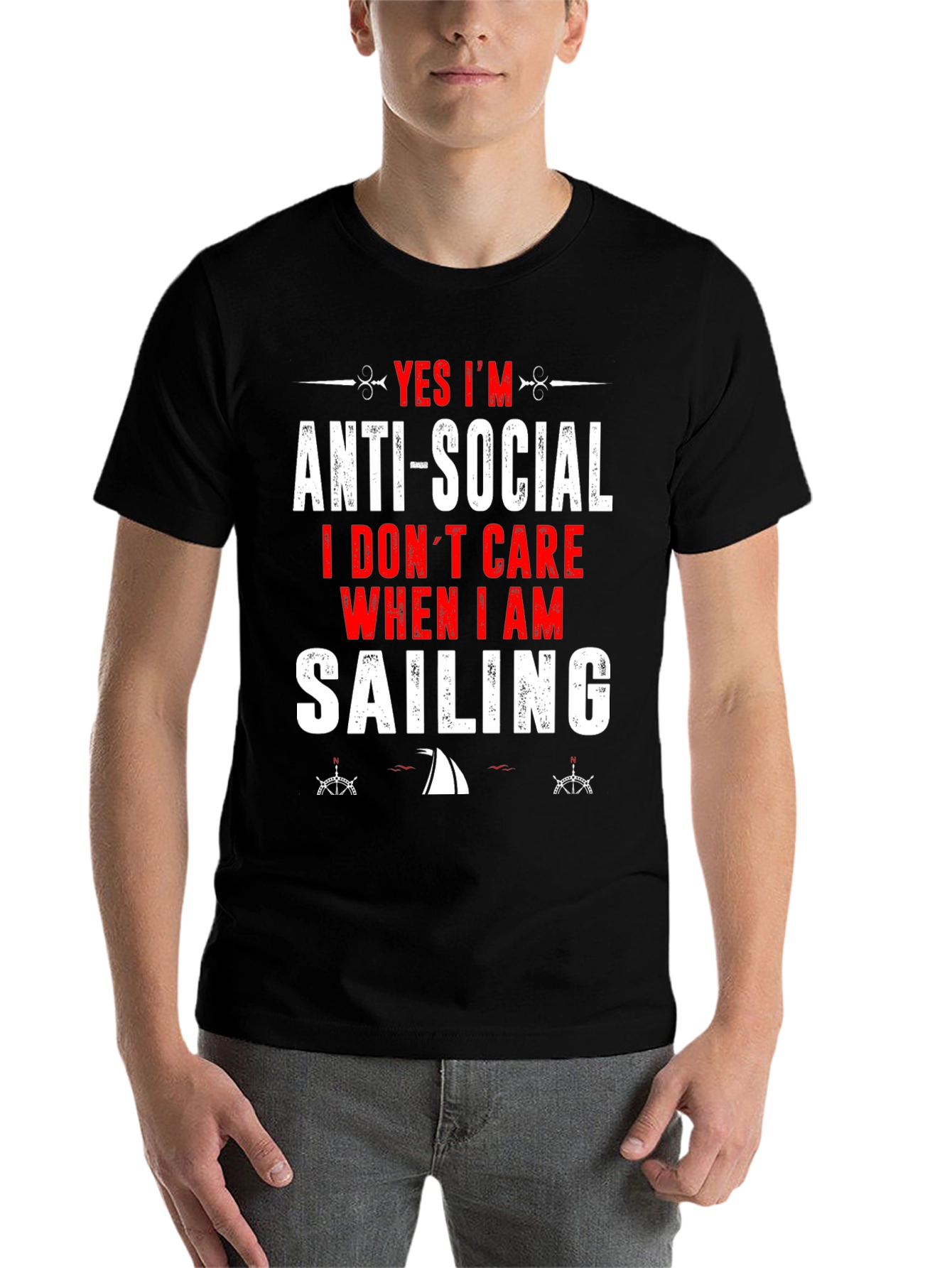 Black Anti-Social Sailing T-Shirt - Perfect for Sailors! view 7