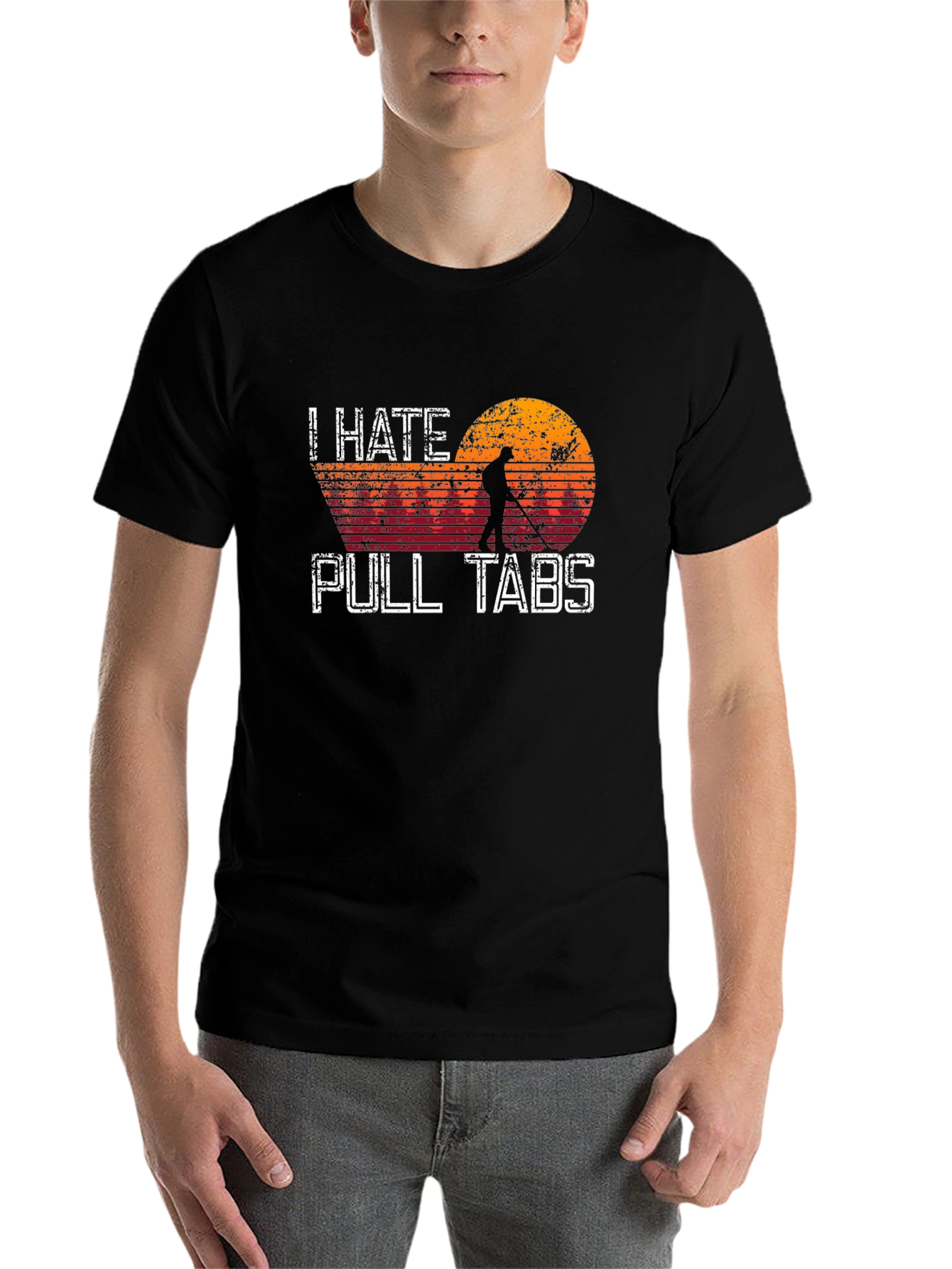 Black I Hate Pull Tabs Metal Detecting T-Shirt view 7