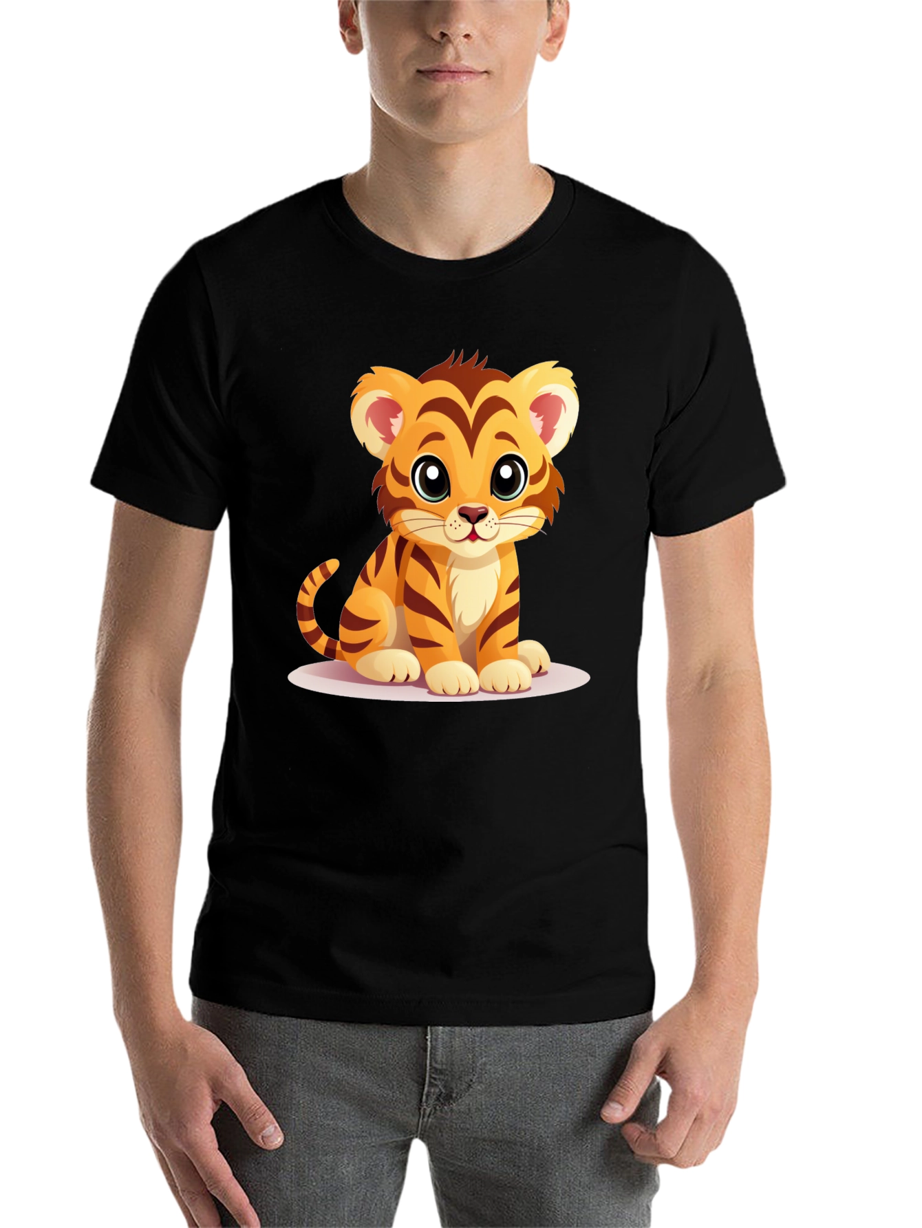 Black Cute Tiger Cub Graphic T-Shirt view 7