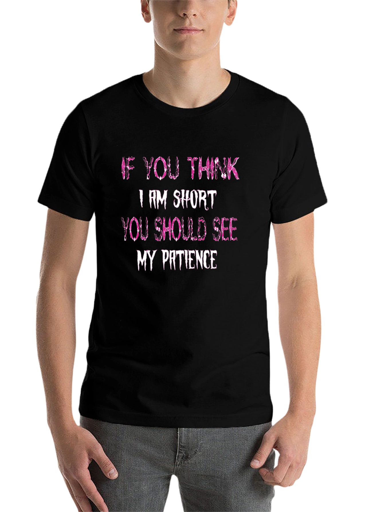 Black Humorous Short Patience Graphic T-Shirt view 7