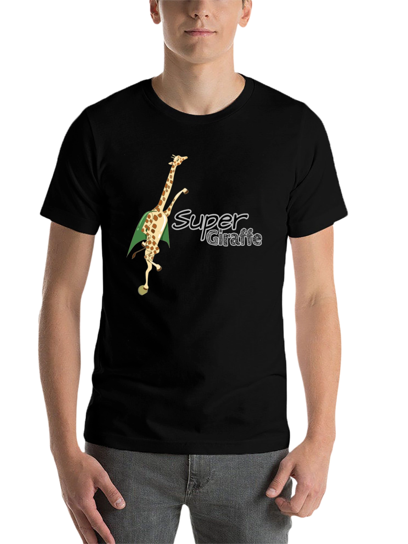 Black Super Giraffe Tee - Black Cotton Blend view 7
