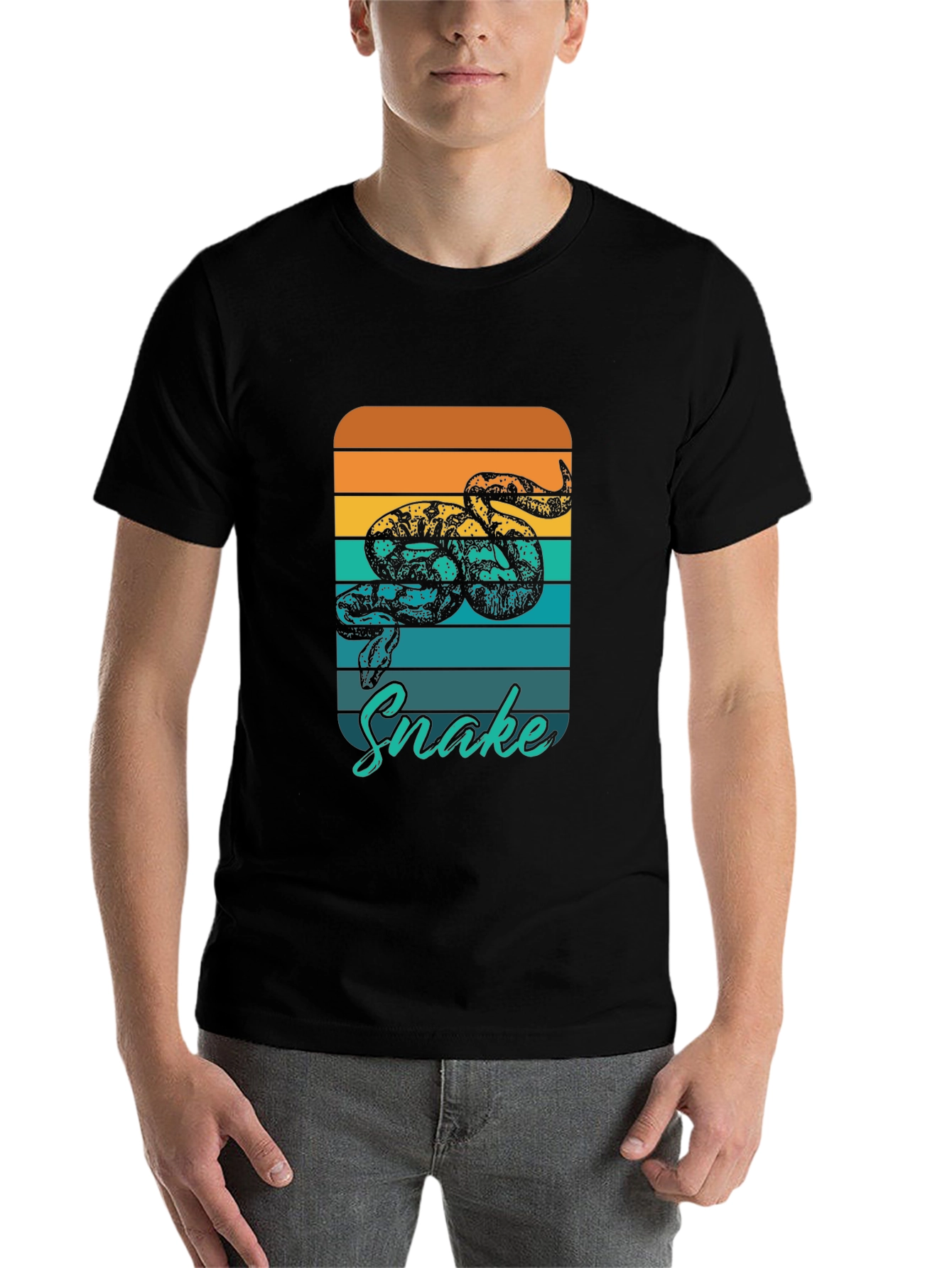 Black Retro Snake Graphic T-Shirt - Stylish Reptile Tee view 7
