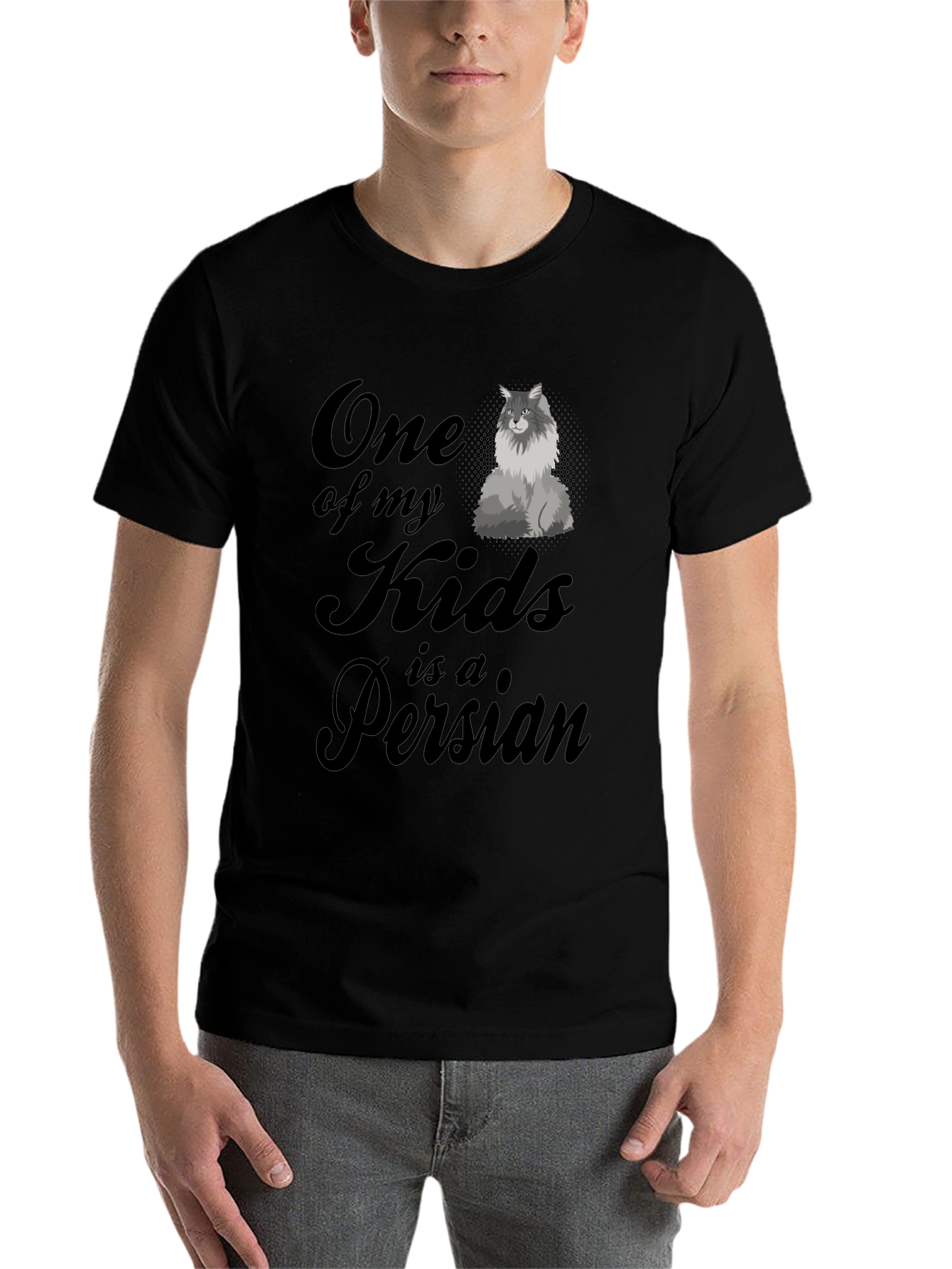 Black One of My Kids is a Persian Cat T-Shirt view 7