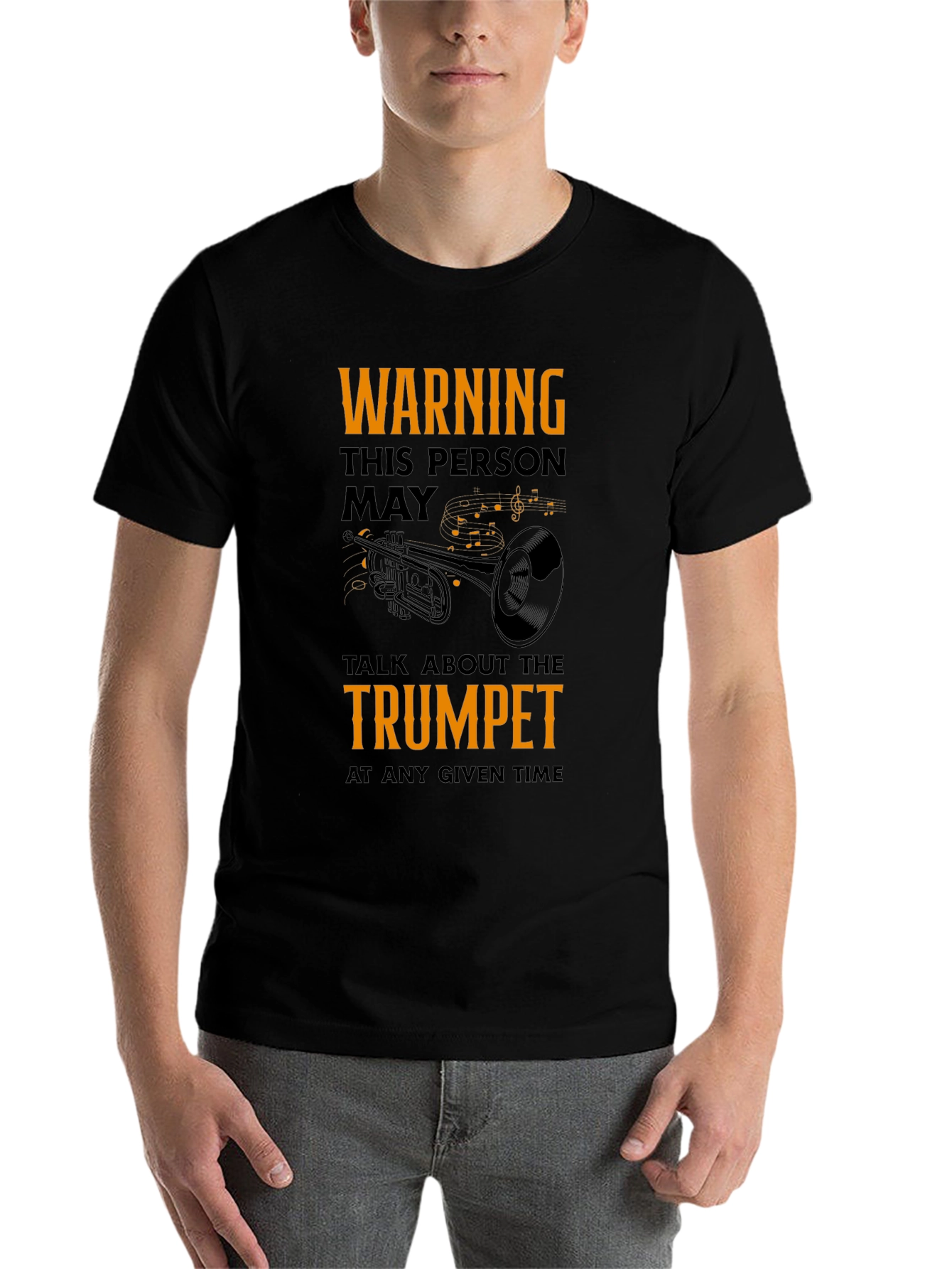 Black Warning Trumpet Player T-Shirt view 7