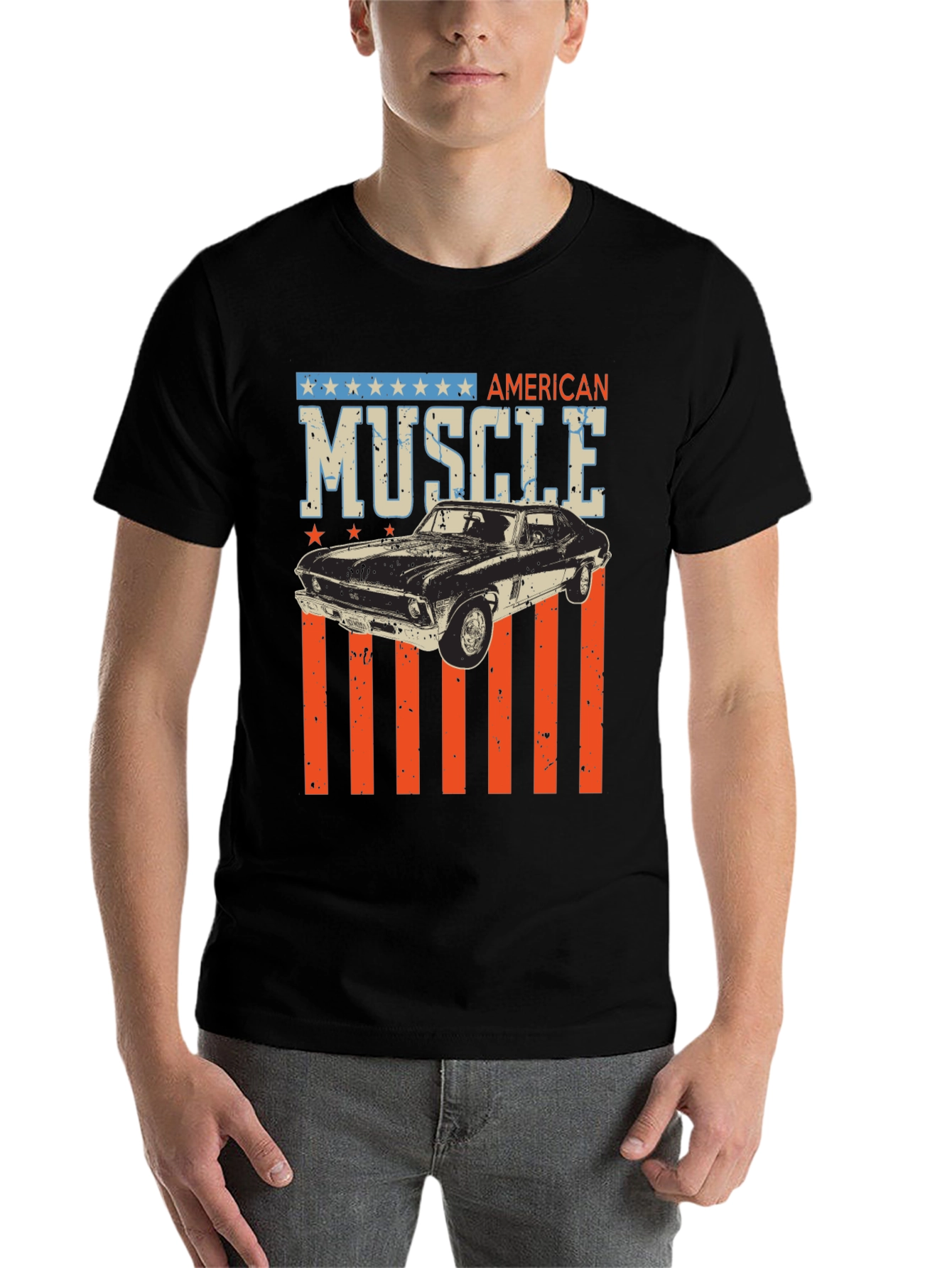 Black American Muscle Car Graphic Tee view 7