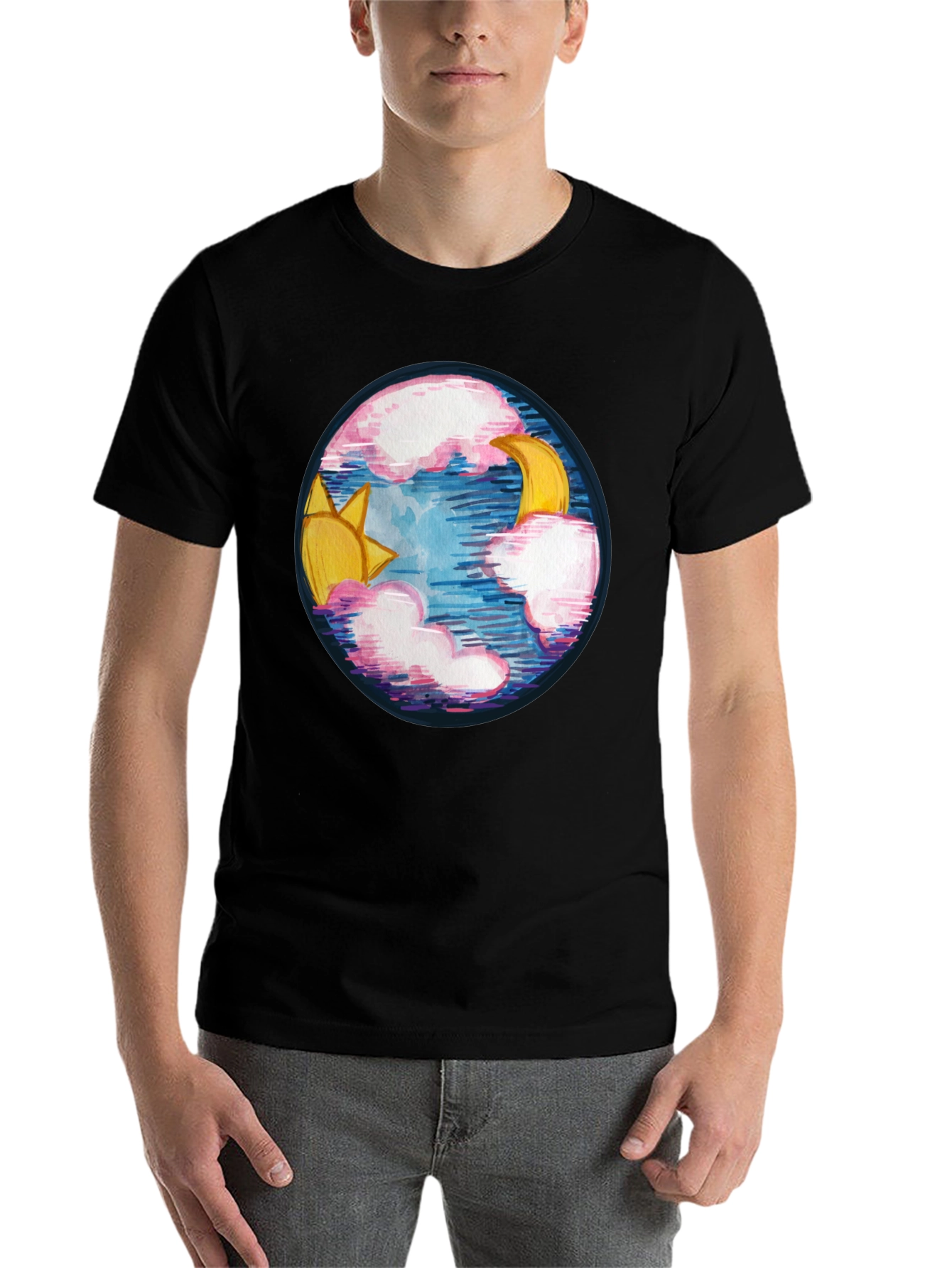 Black Sun & Moon Graphic Tee - Celestial Design view 7