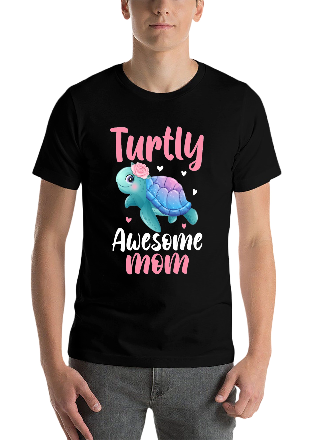 Black Turtly Awesome Mom T-Shirt - Cute Turtle Design view 7