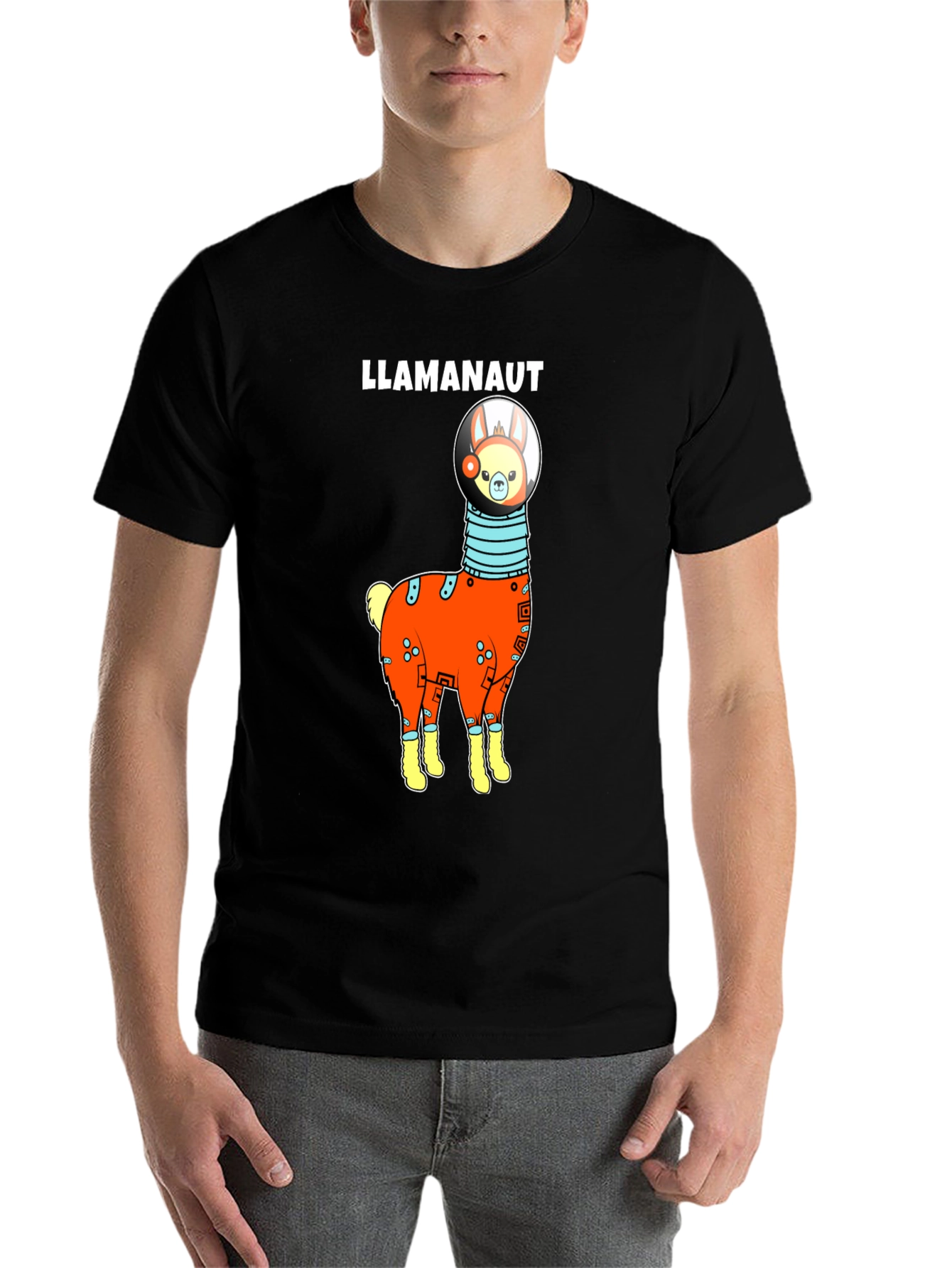Black Llama Astronaut Graphic T-Shirt view 7