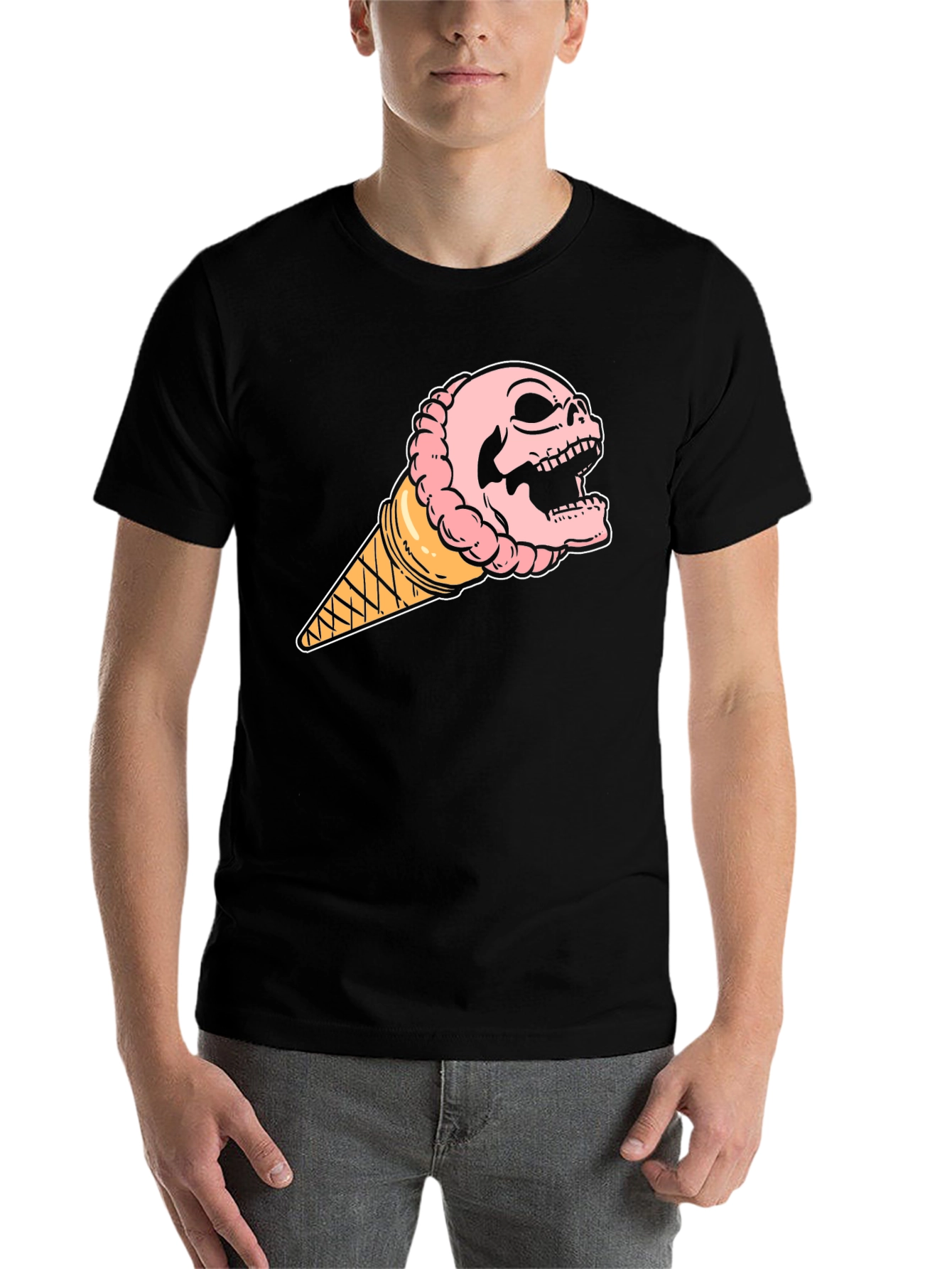 Black Skull Ice Cream T-Shirt - Unique Graphic Tee view 7
