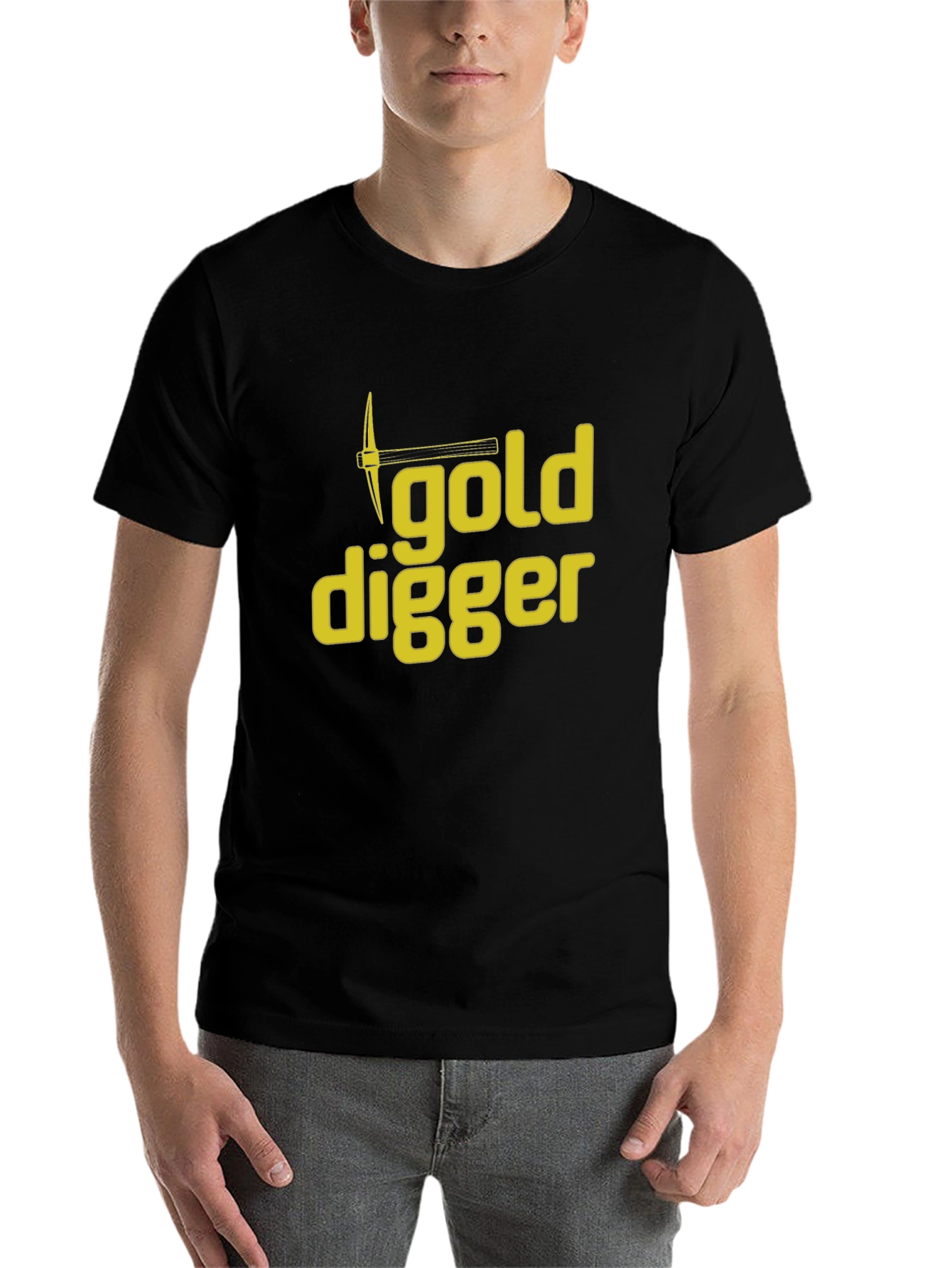 Black Gold Digger Graphic Tee - Humorous Crew Neck T-Shirt view 7