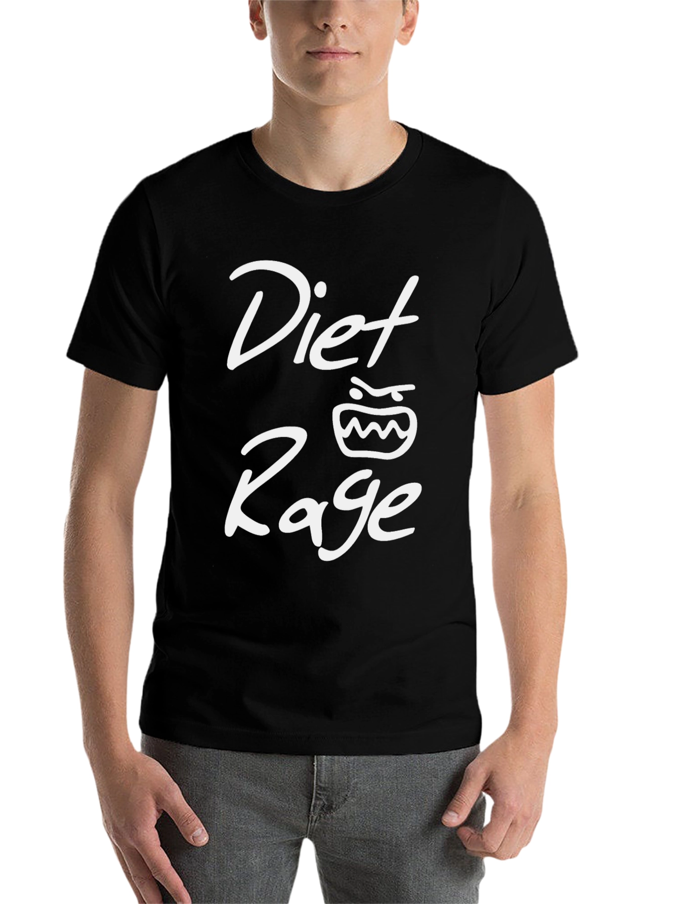 Black Diet Rage Graphic Tee - Black Casual T-Shirt view 7