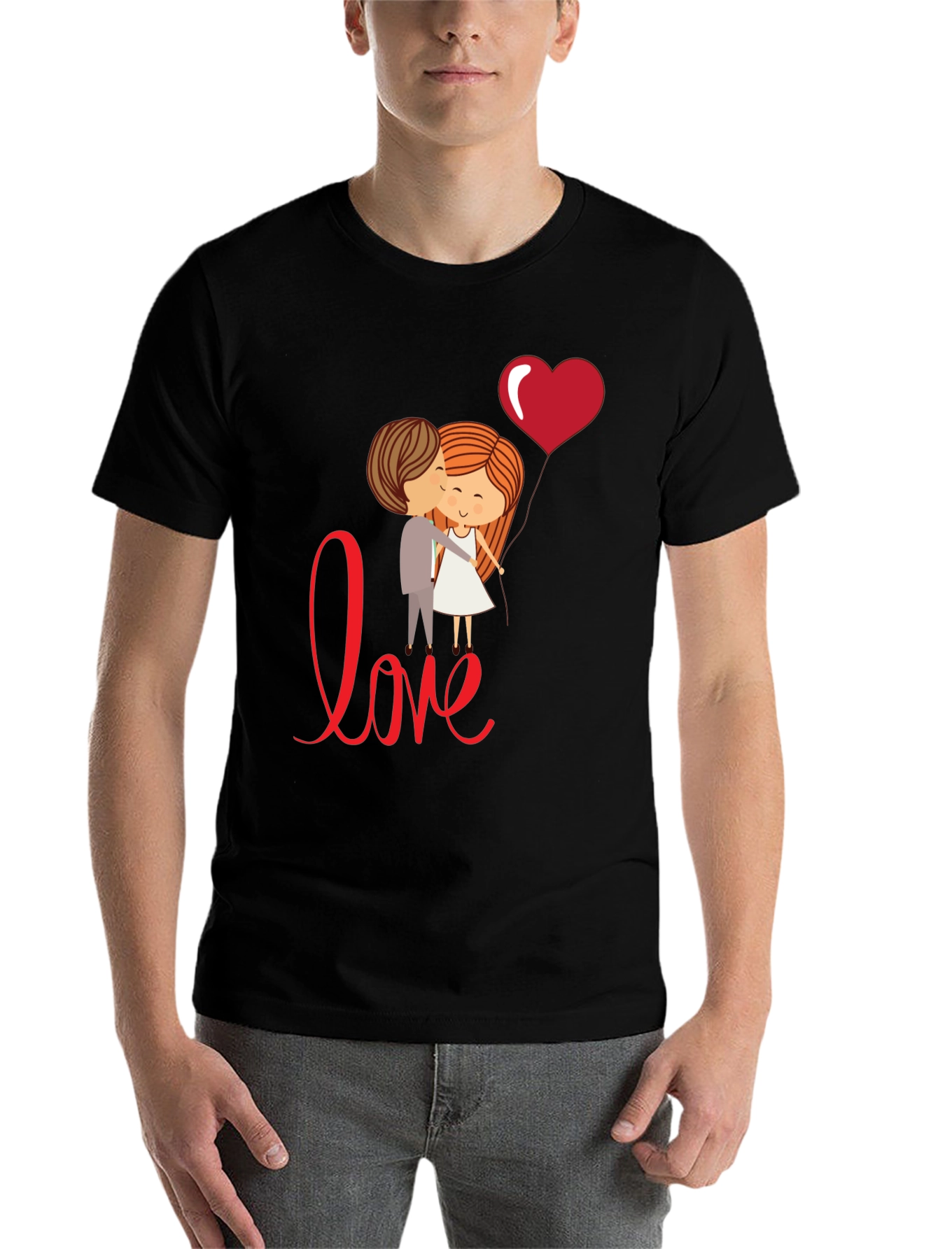 Black Love Couple T-Shirt, Cute Valentine's Day Gift view 7