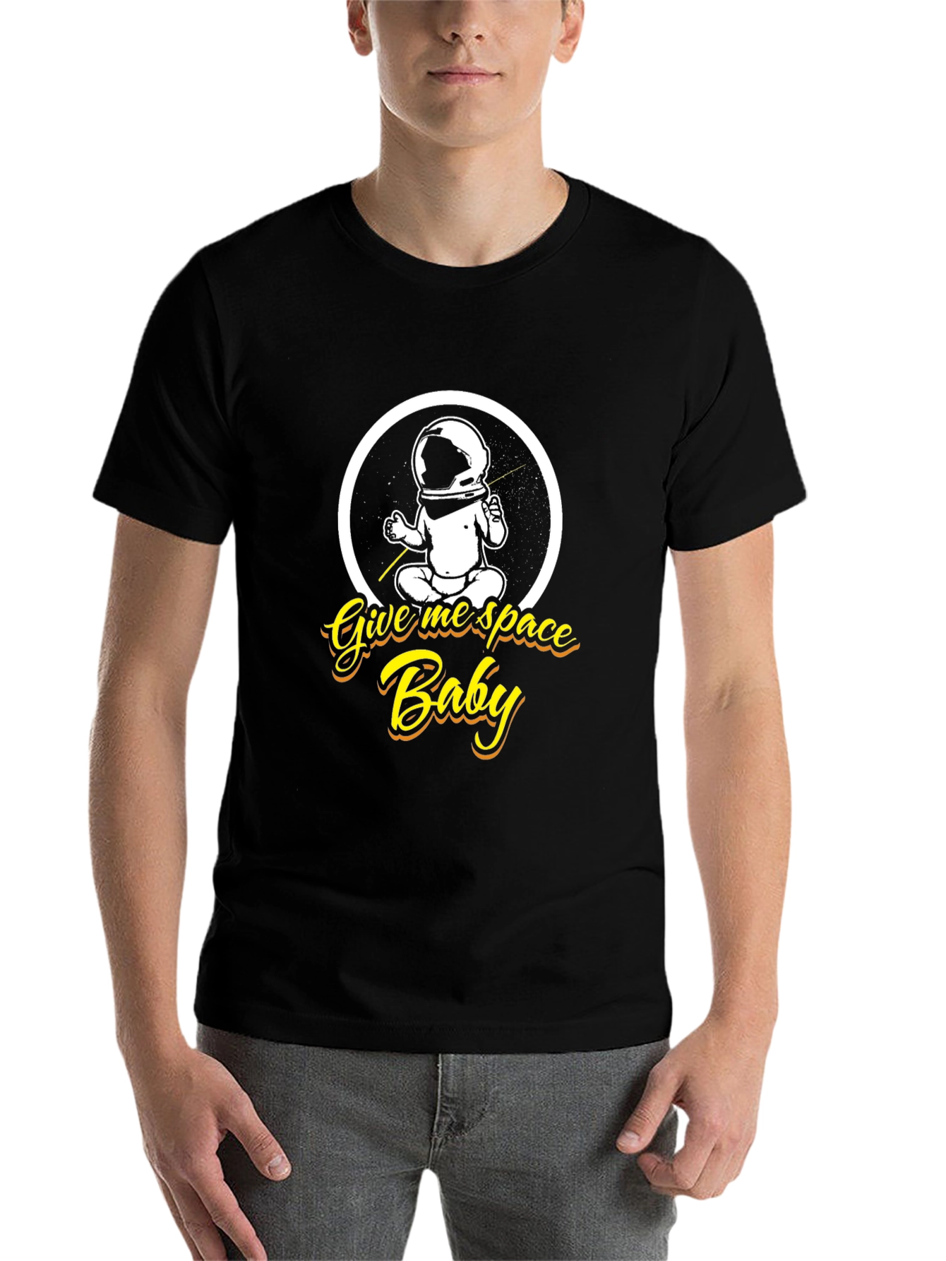 Black Give Me Space Baby Black Graphic T-Shirt view 7