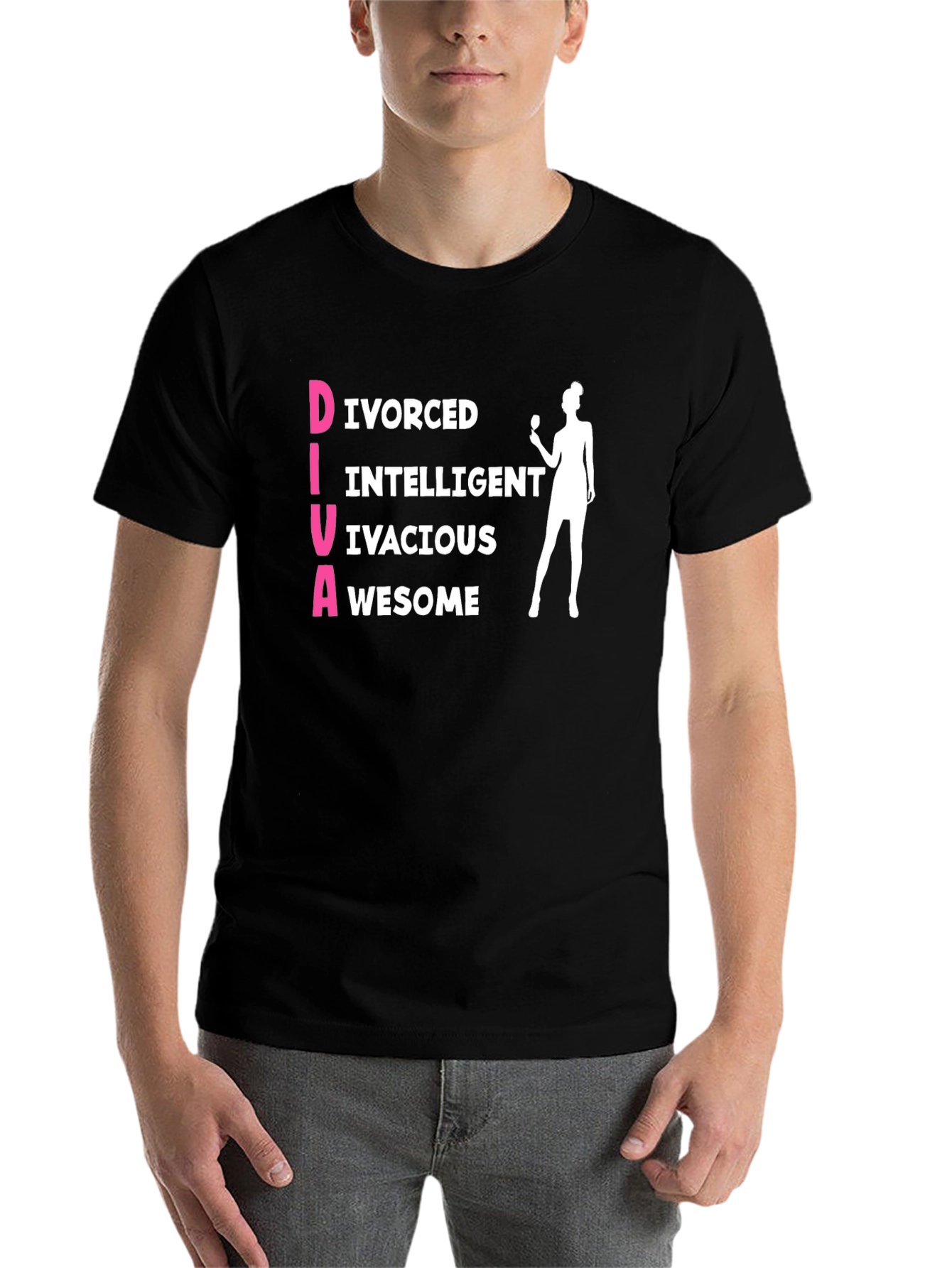 Black Funny DIVA Graphic T-Shirt - Divorced Intelligent Vivacious Awesome view 7