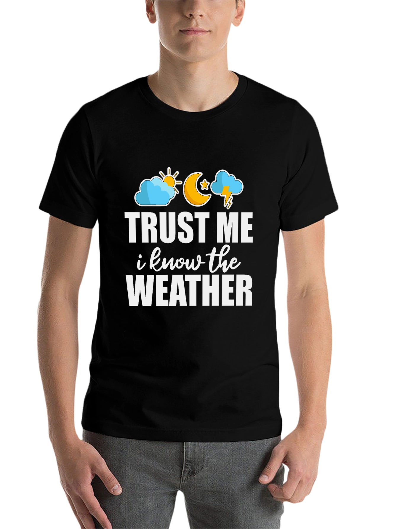 Black Trust Me I Know The Weather Graphic Tee view 7