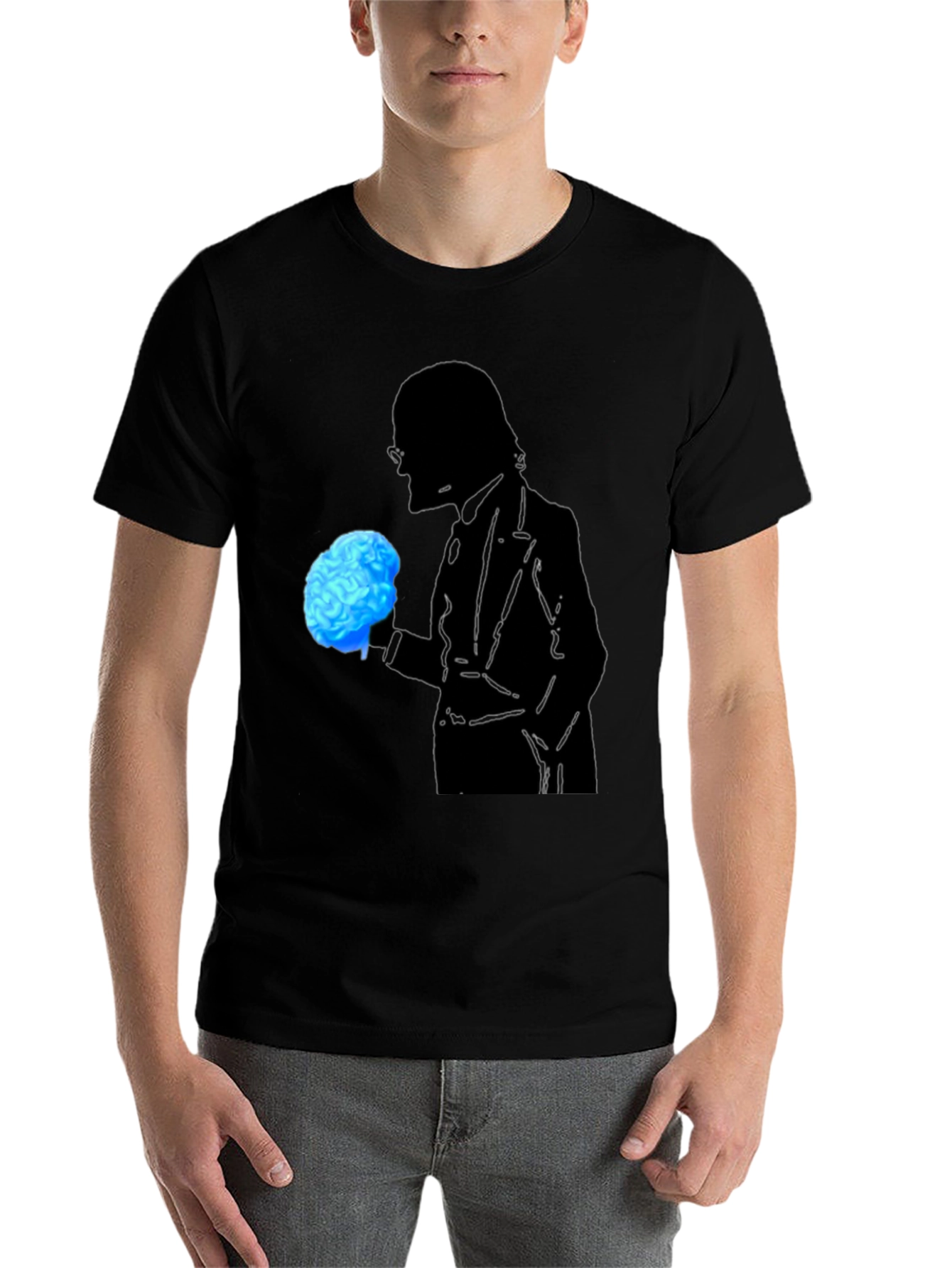 Black Brain Silhouette Graphic Tee view 7