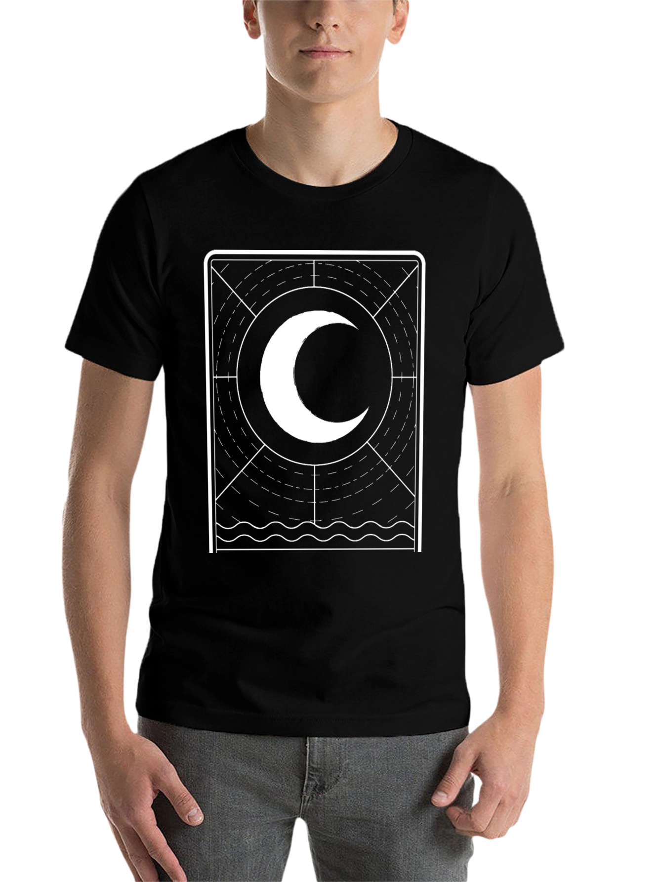 Black Mystic Moon Graphic Tee - Black Cotton Blend view 7