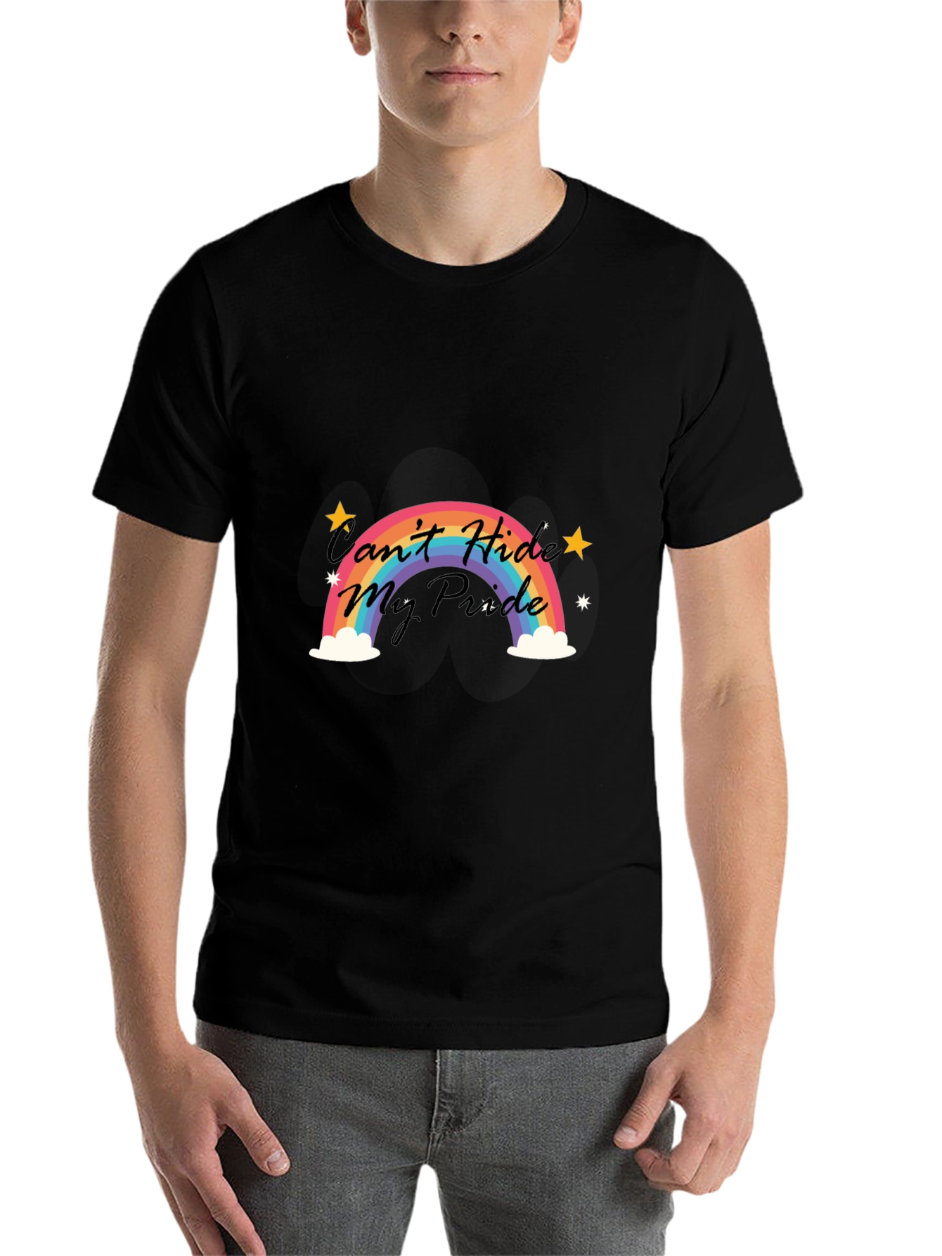 Black Pride Rainbow Graphic Tee -  Men's Black T-Shirt view 7