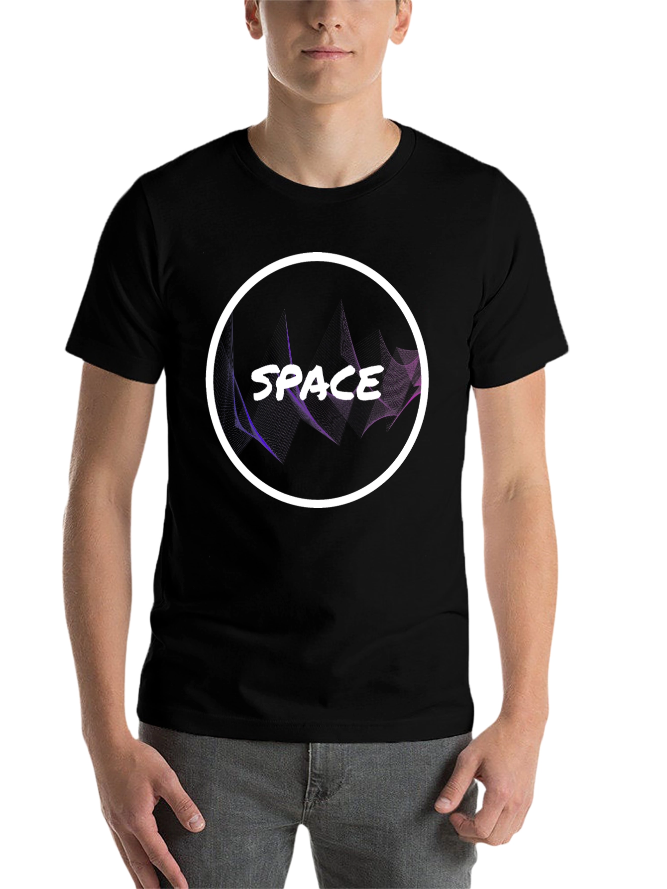 Black Space Graphic Tee - Modern Circle Design view 7