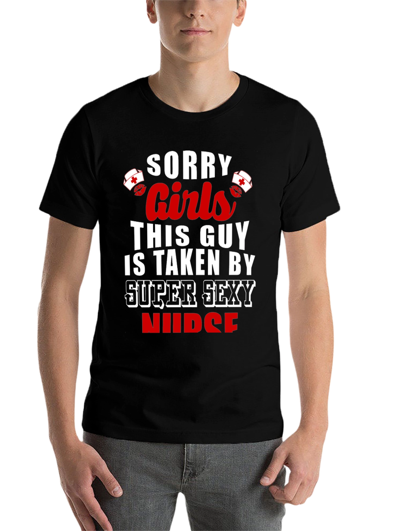 Black Sorry Girls Super Sexy Nurse T-Shirt view 7
