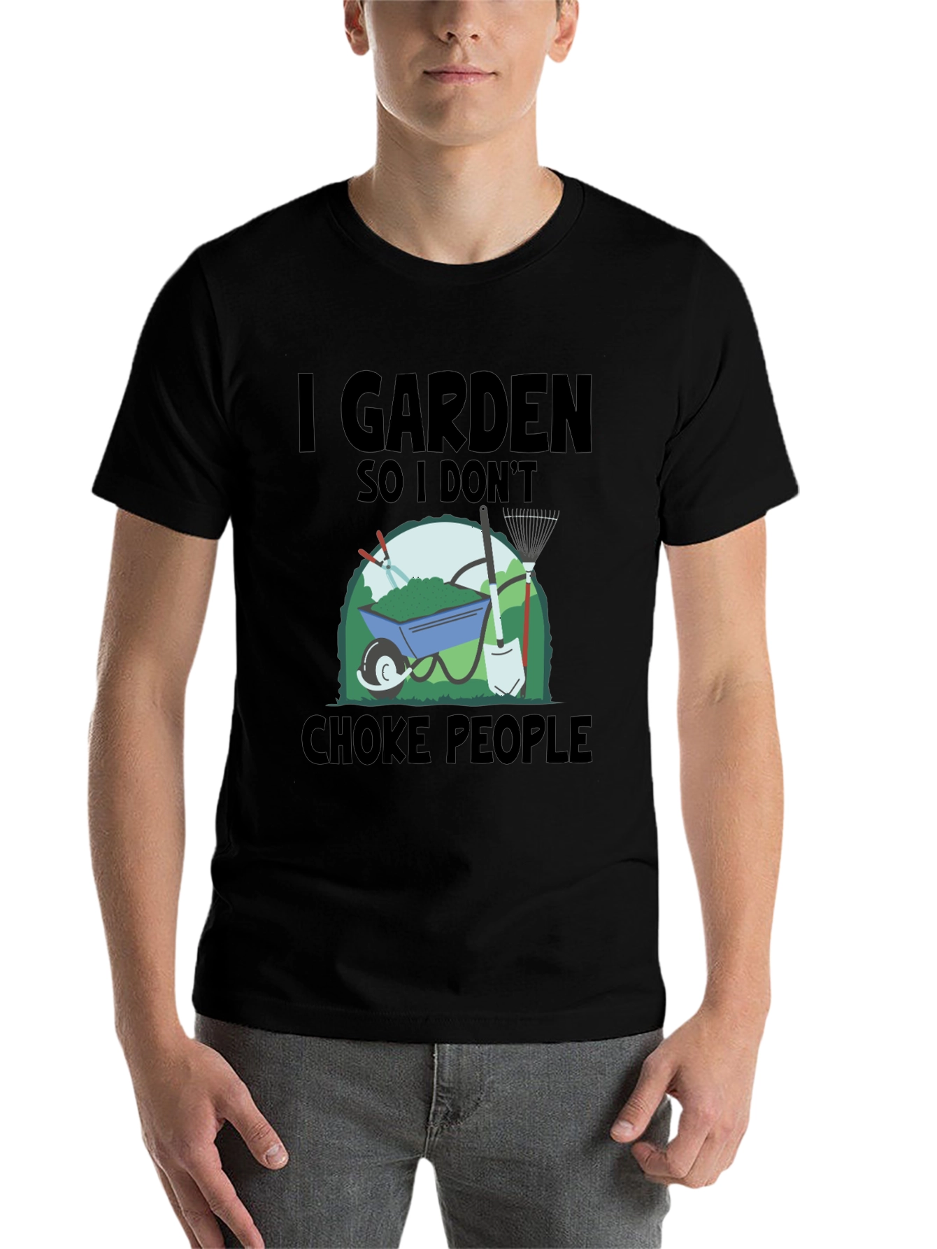 Black I Garden So I Don't Choke People T-Shirt view 7