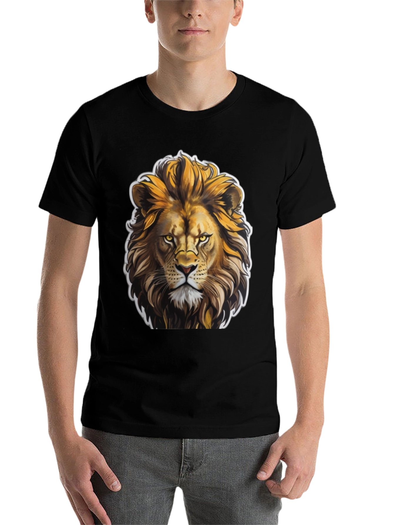 Black Lion King Graphic Tee - Black Cotton T-Shirt view 7