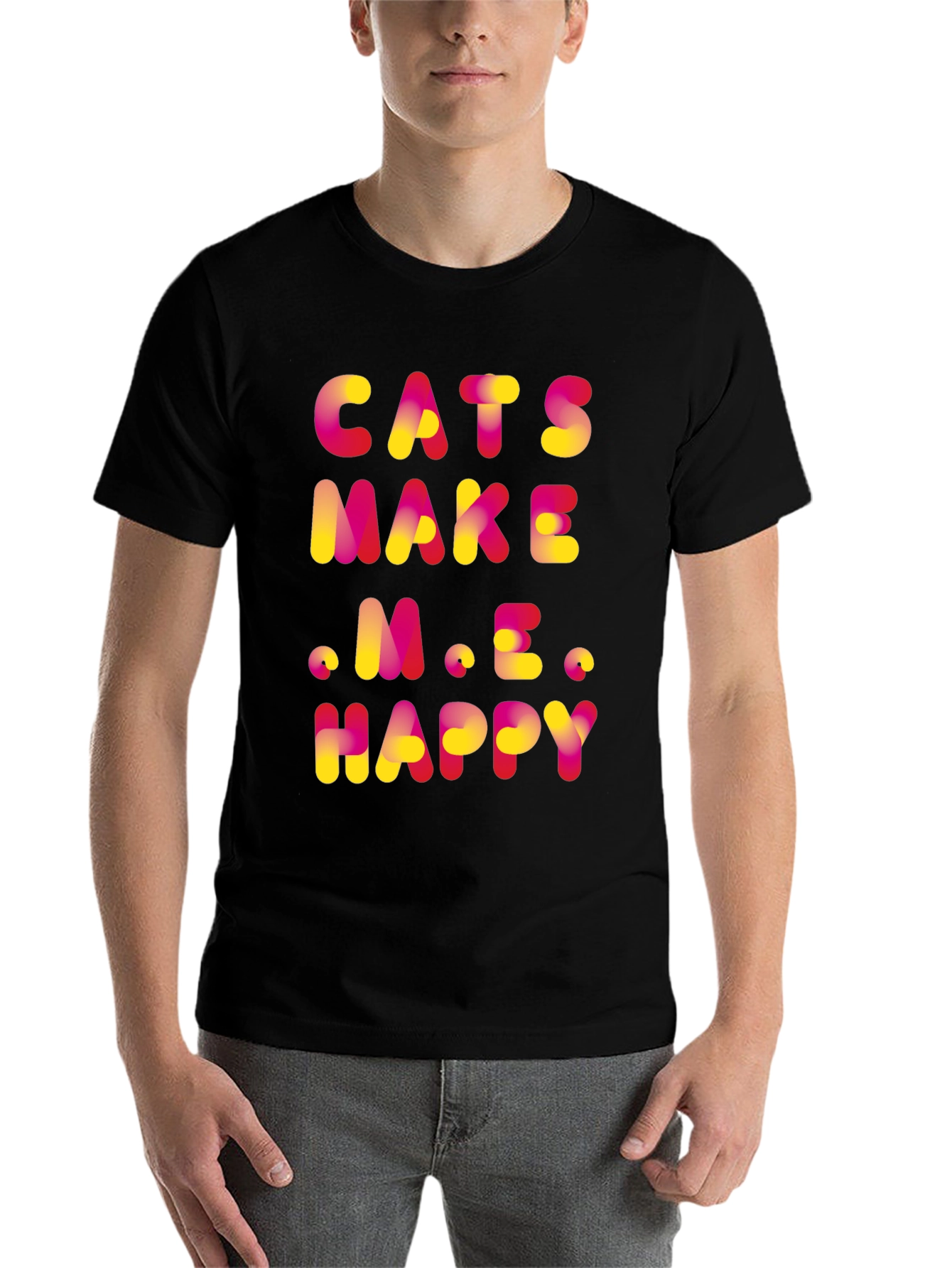 Black Cats Make Me Happy Graphic T-Shirt view 7
