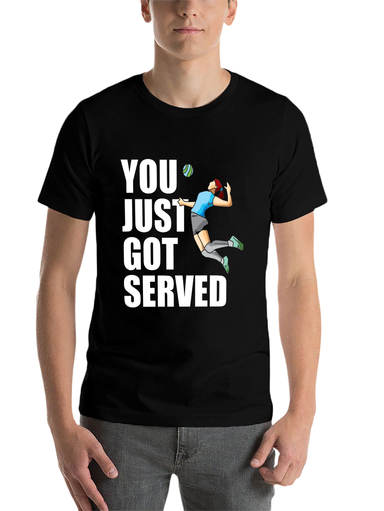 Black Volleyball Serve Graphic T-Shirt view 7