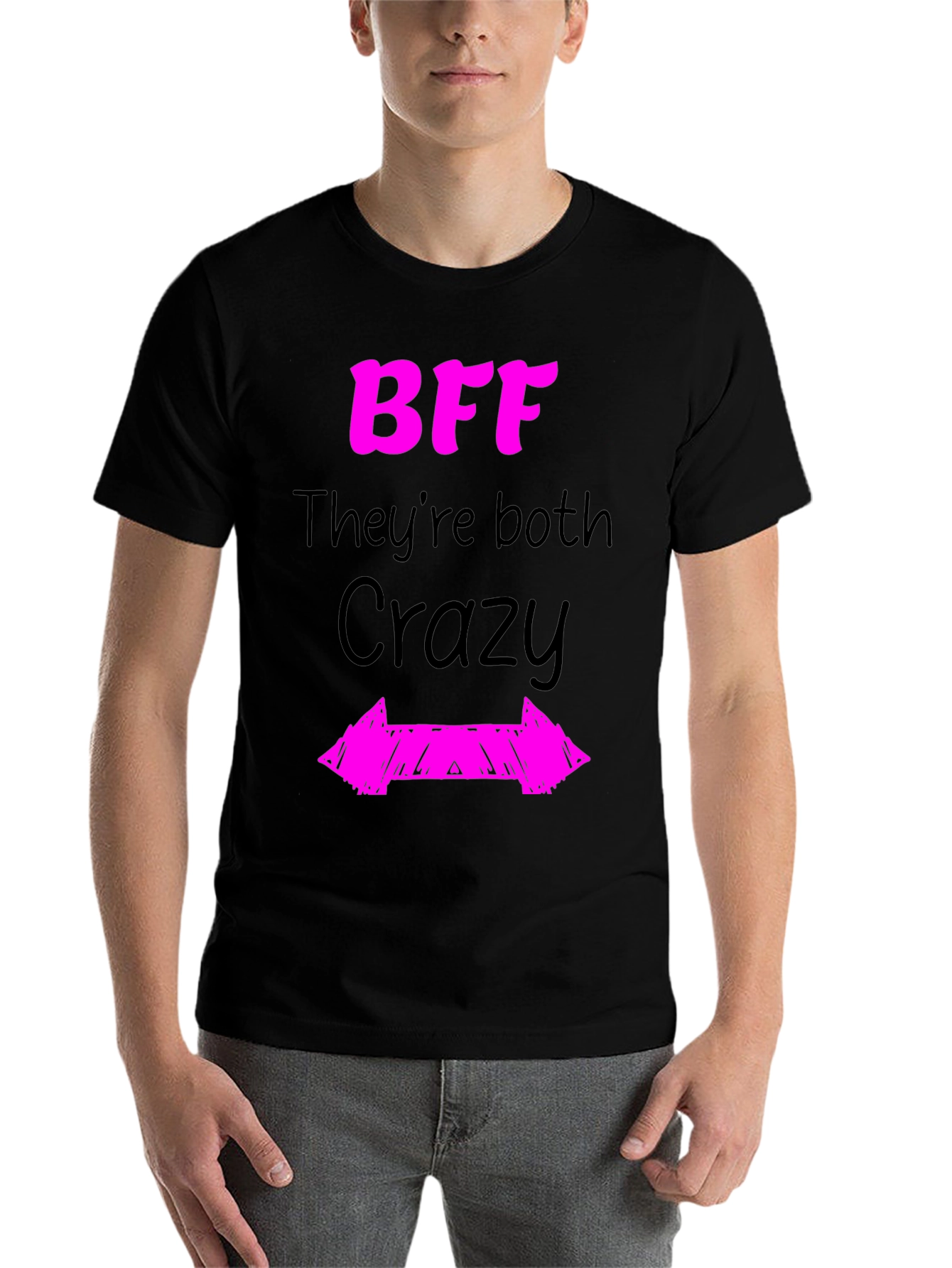 Black BFF They're Both Crazy Graphic Novelty T-Shirt view 7