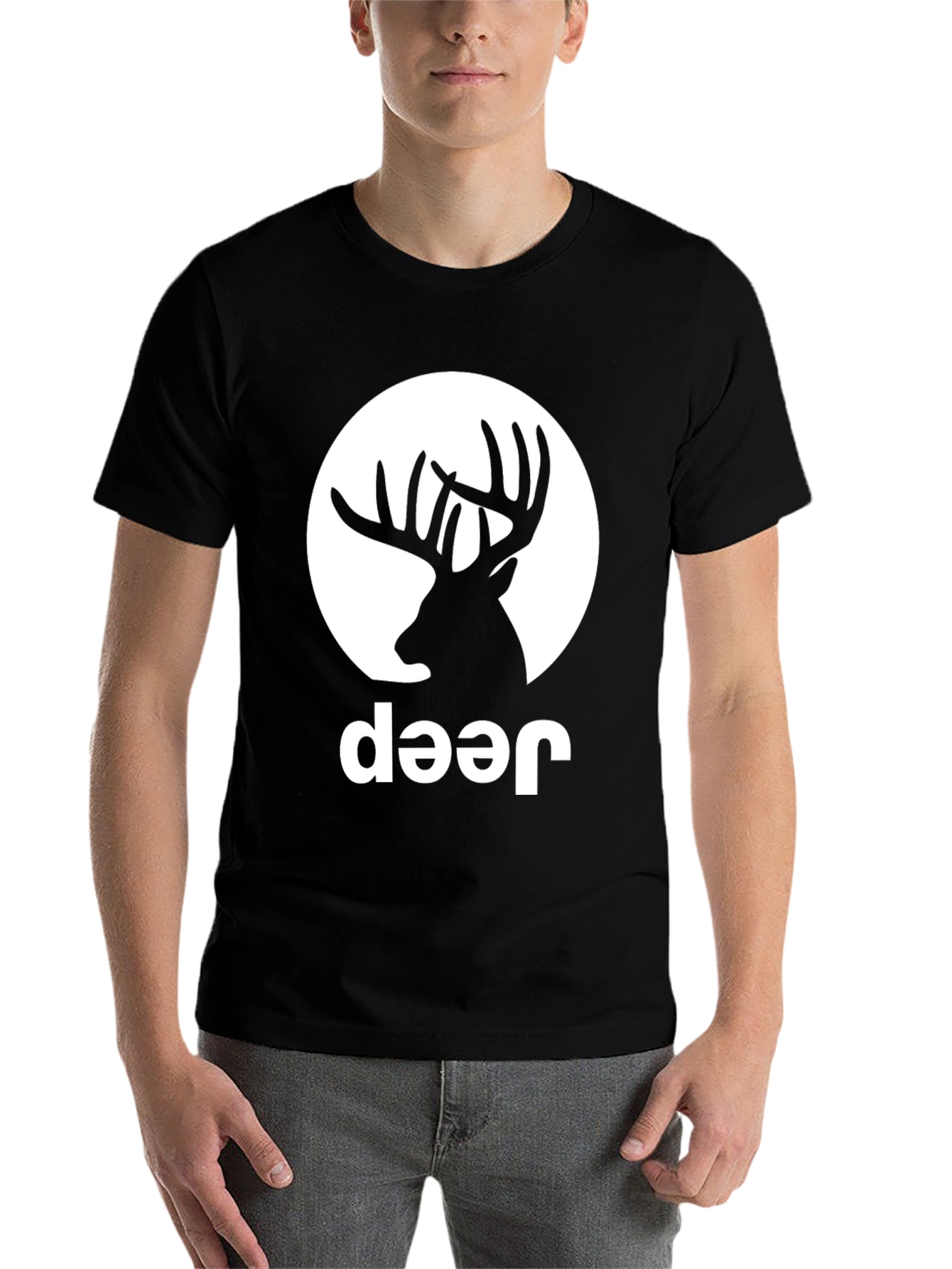 Black Deer Graphic Tee - Black Crew Neck T-Shirt view 7
