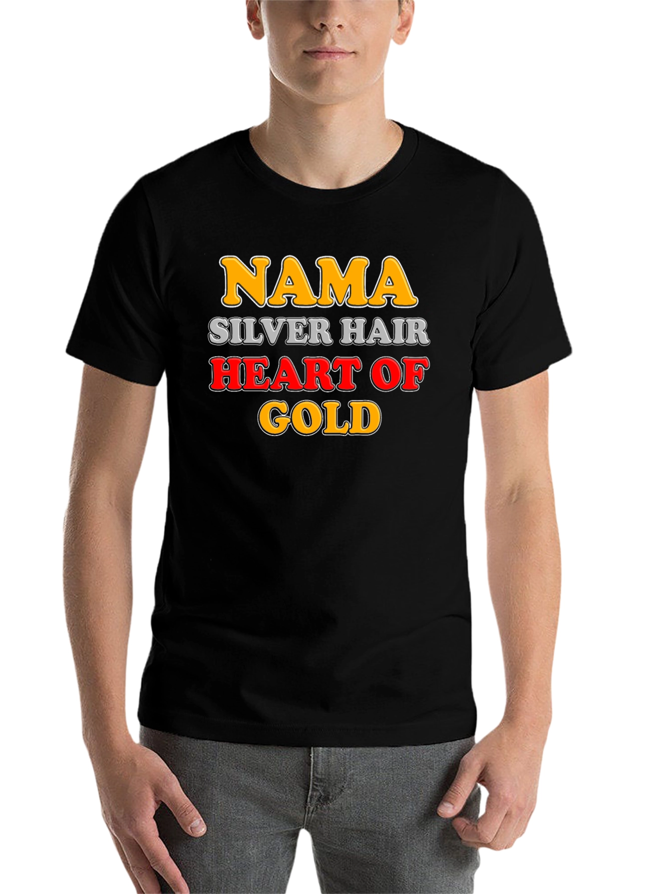 Black Nama Silver Hair Heart of Gold Novelty T-Shirt view 7