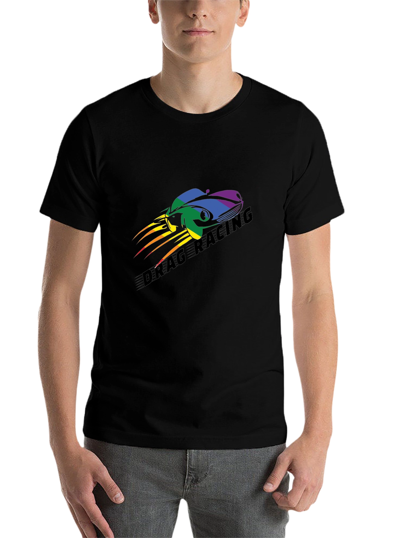 Black Drag Racing Pride T-Shirt - Black, Car Design view 7
