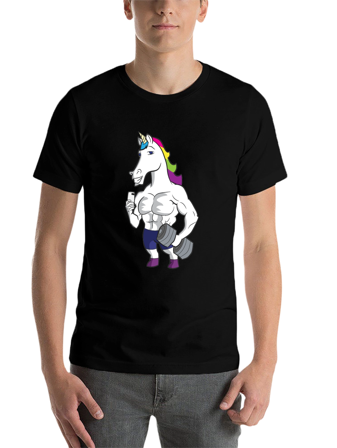 Black Unicorn Gym Workout T-Shirt - Black view 7