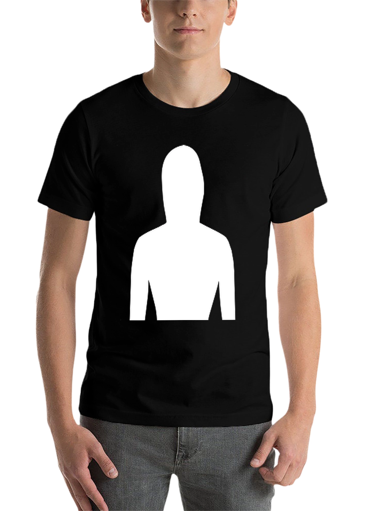 Black Mystery Figure Tee - Black Cotton Crew Neck T-Shirt view 7