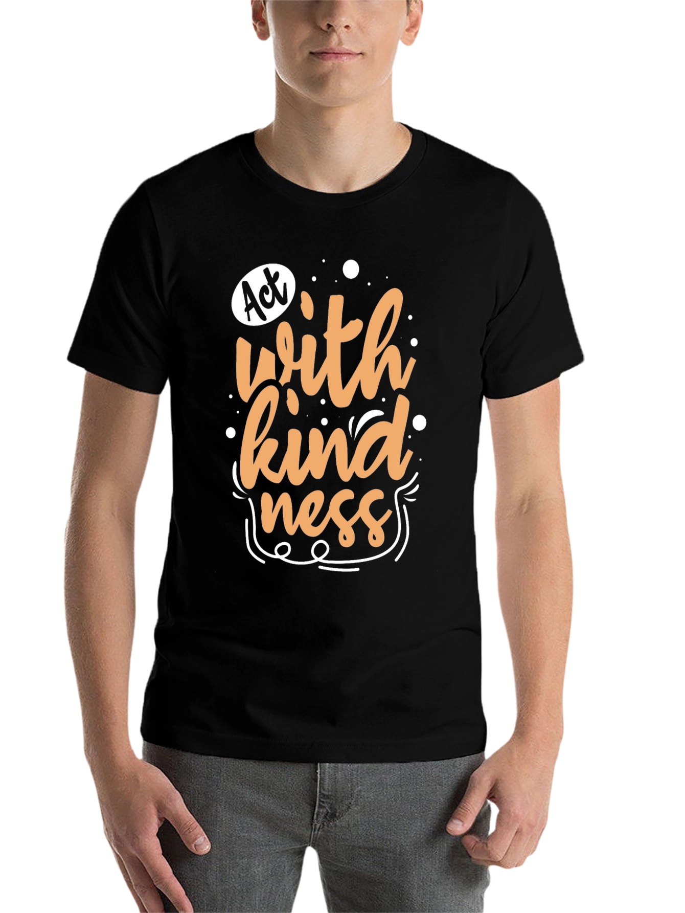 Black Act With Kindness Graphic Tee - Black view 7