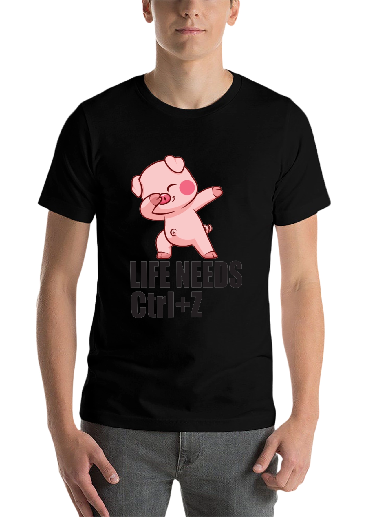 Black Life Needs Ctrl+Z Pig Dab Graphic Tee view 7