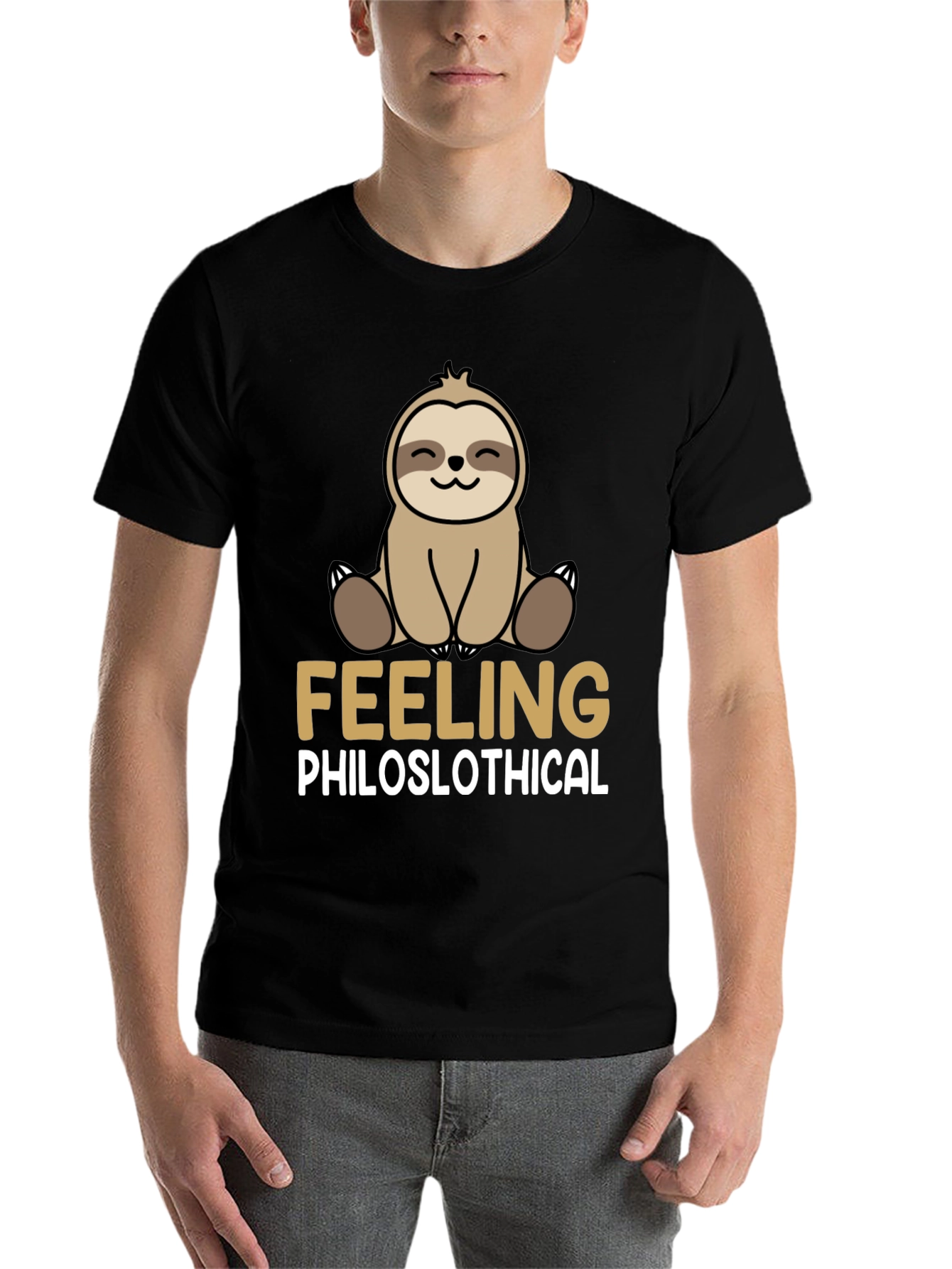 Black Philoslothical Sloth Graphic T-Shirt - Funny, Relaxed Fit view 7