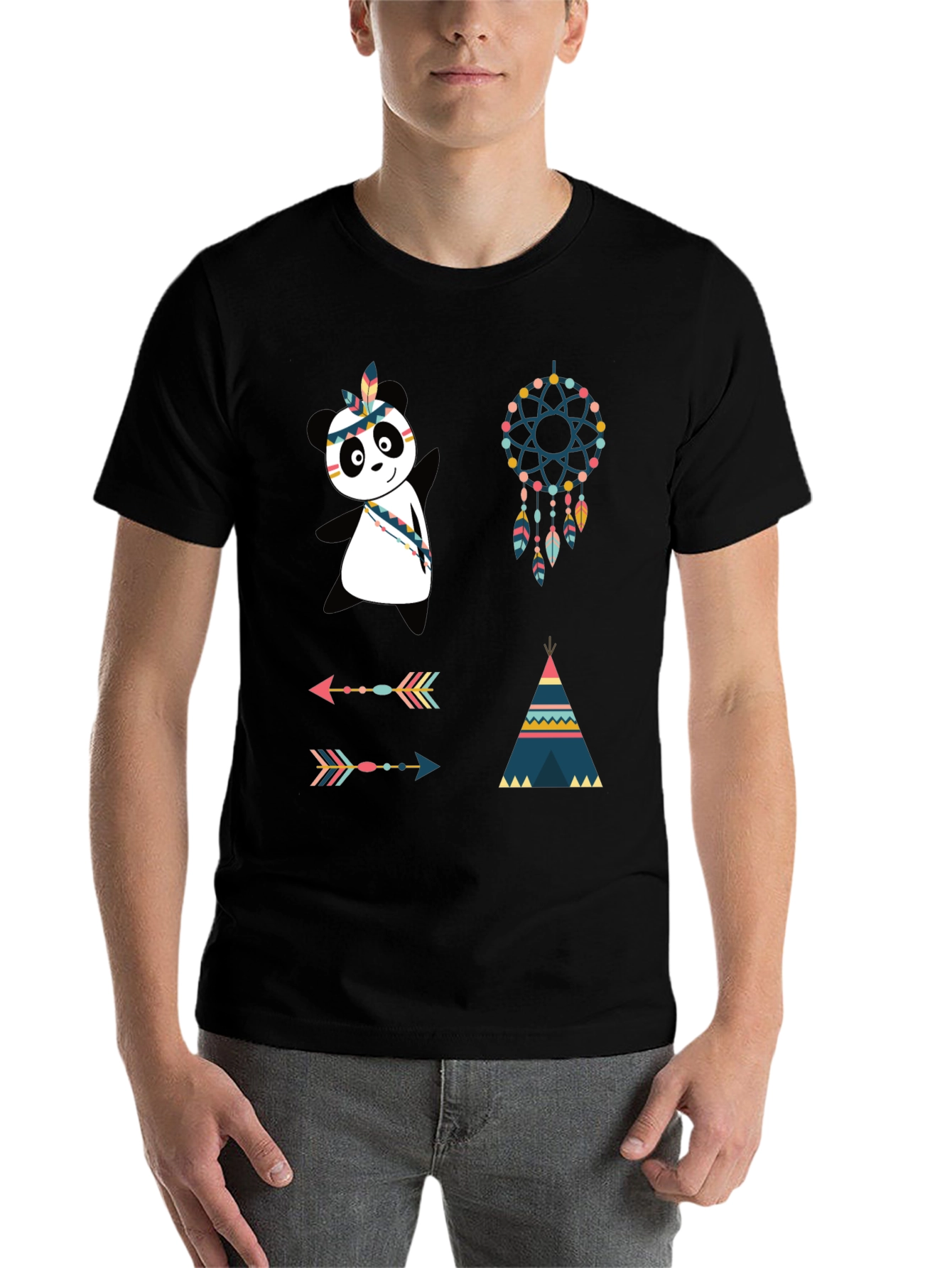 Black Tribal Panda Graphic Tee view 7