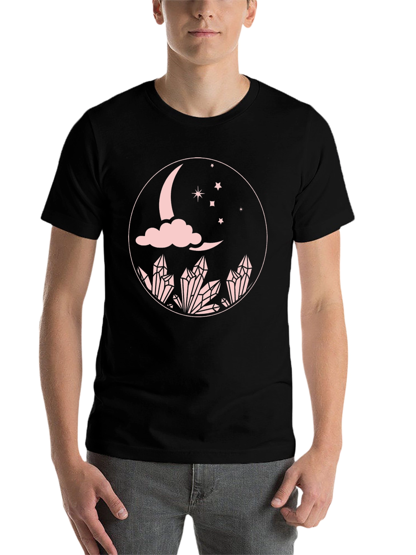Black Moon Crystal Graphic Tee - Black Cotton Comfort Fit view 7