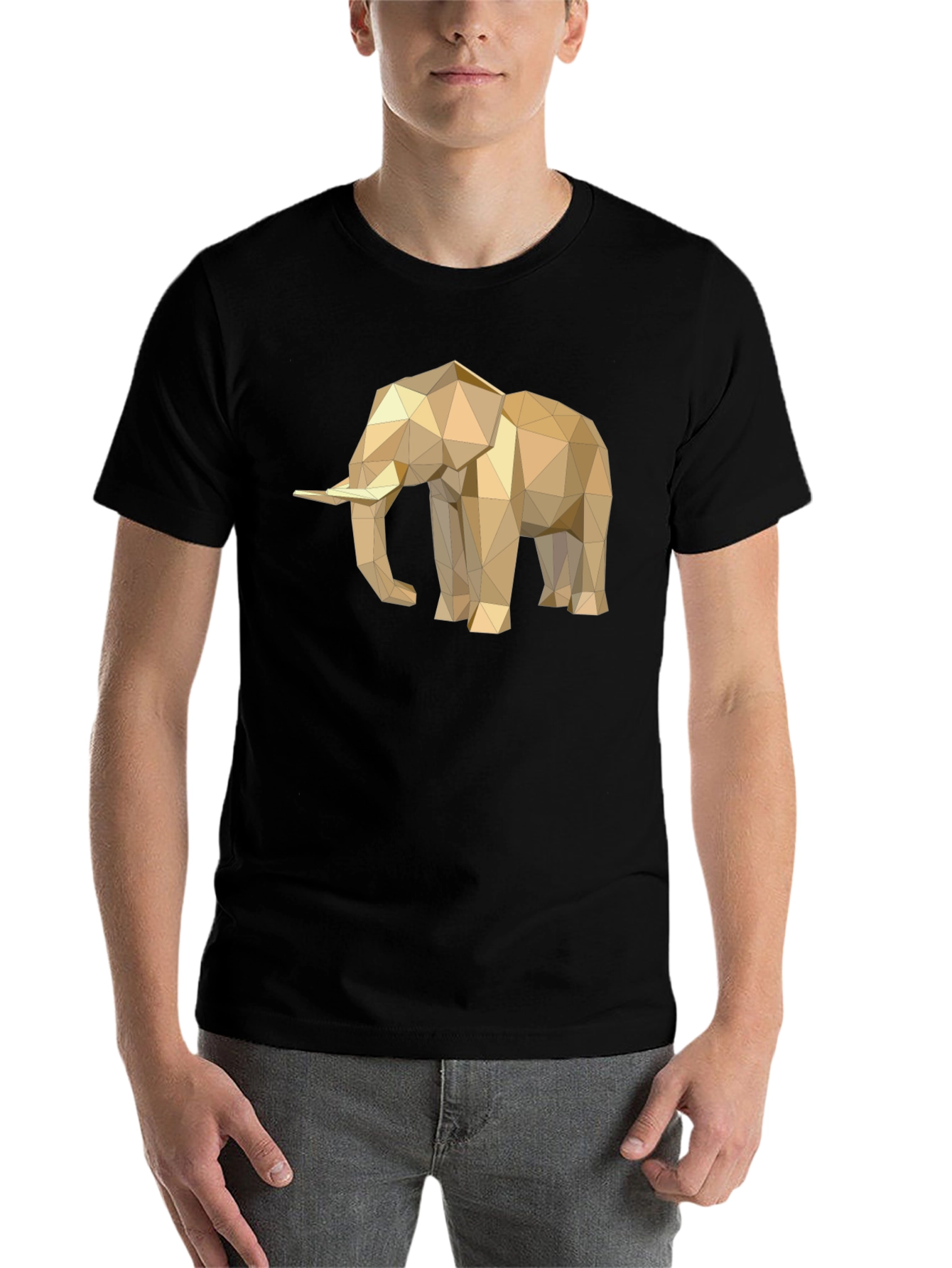 Black Geometric Elephant Tee - Modern Minimalist Design view 7
