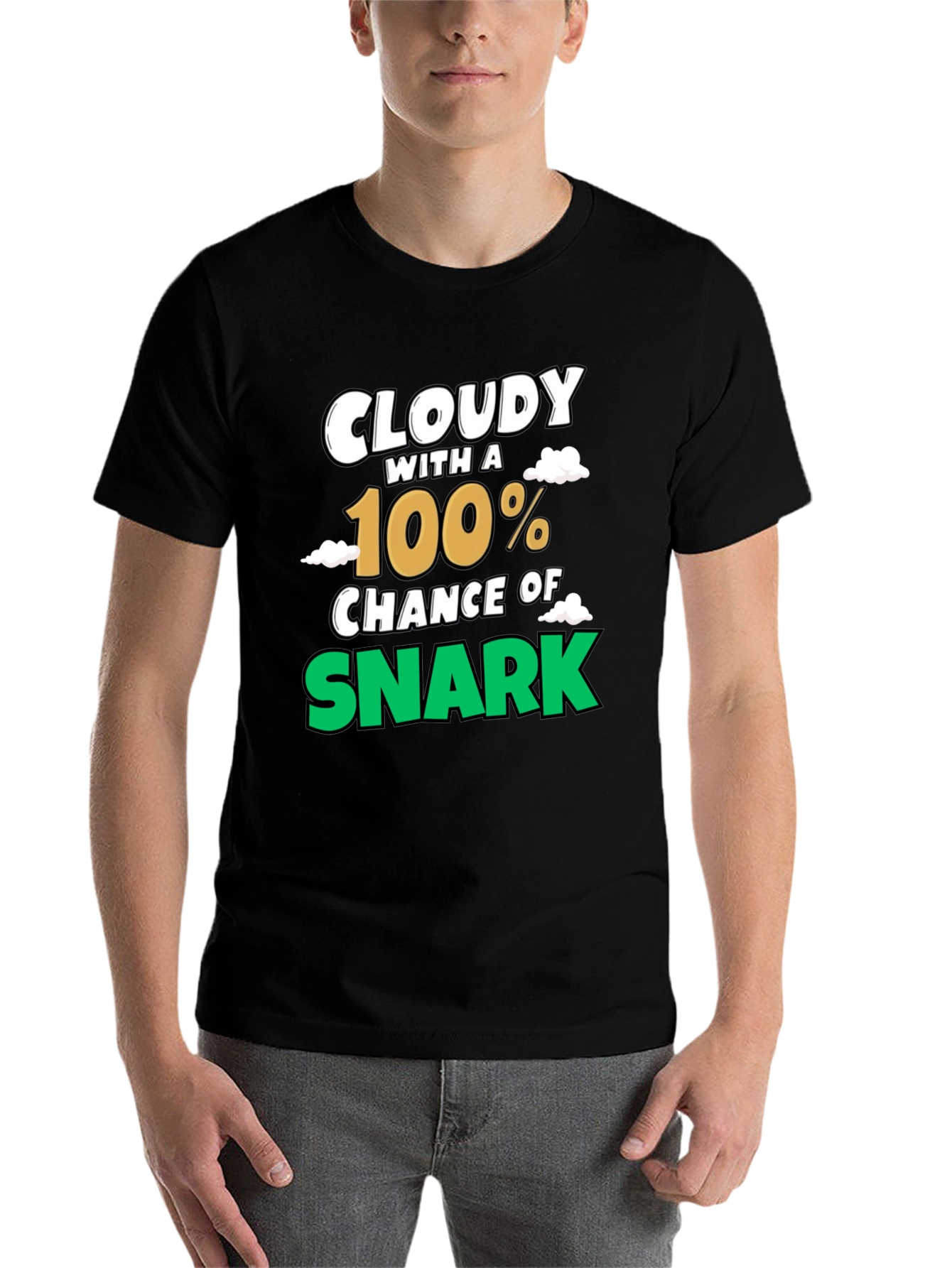 Black Cloudy with a 100% Chance of Snark Graphic Tee view 7