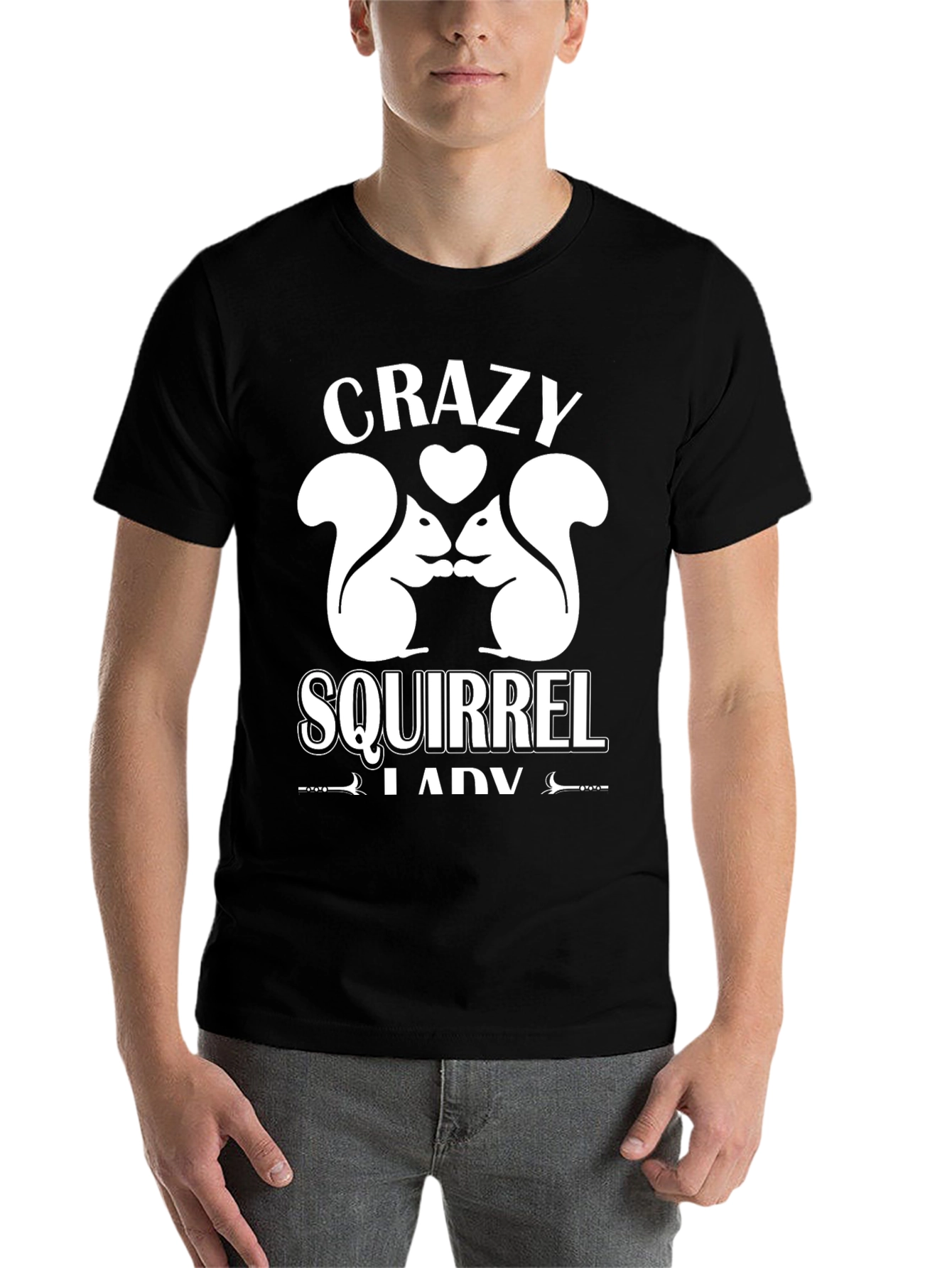 Black Crazy Squirrel Lady T-Shirt - Cute Animal Lover Tee view 7