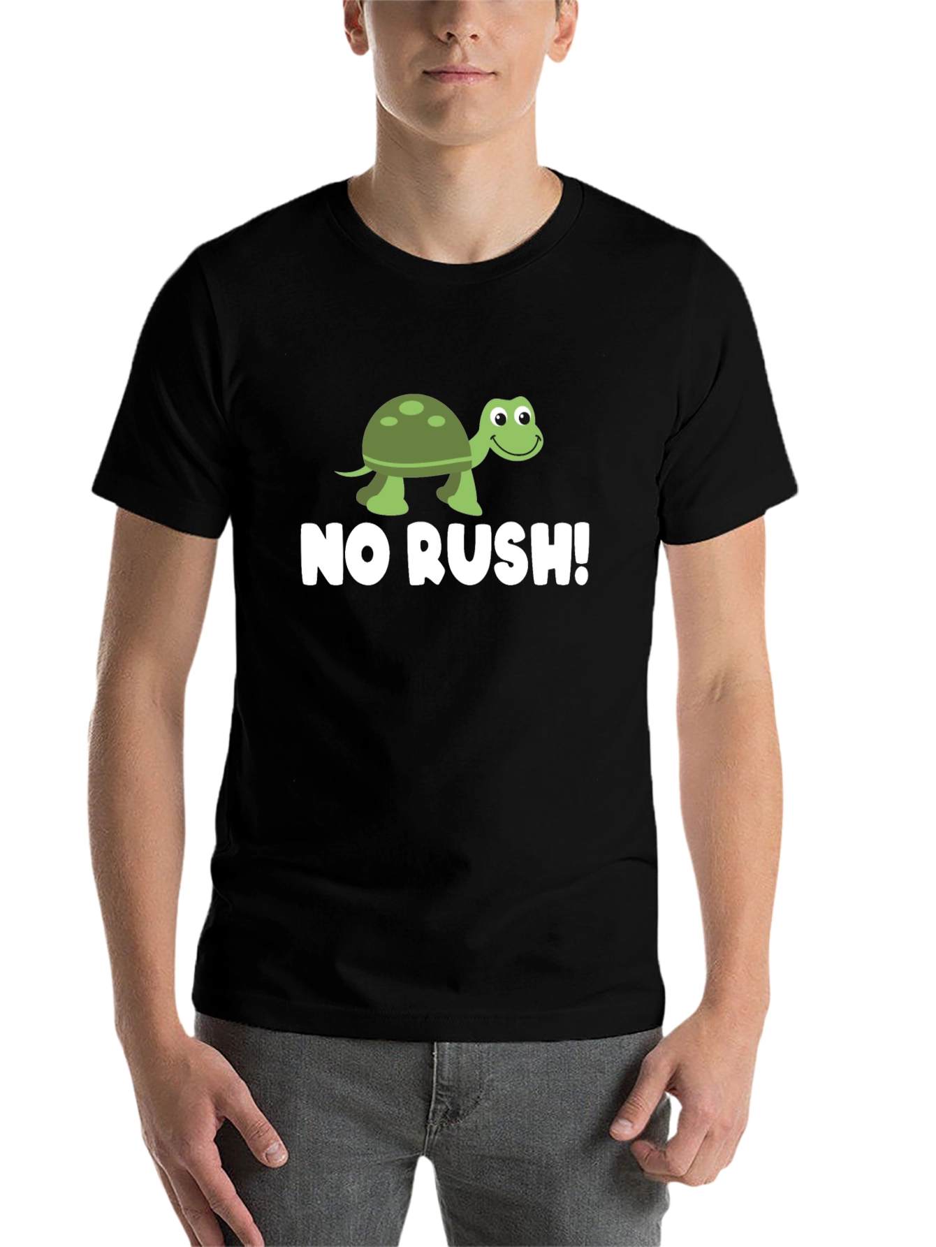 Black Funny Turtle No Rush T-Shirt view 7