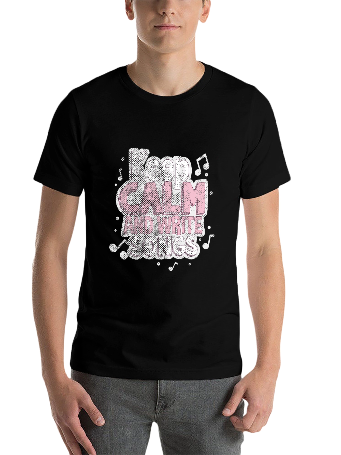 Black Keep Calm and Write Songs Black T-Shirt view 7