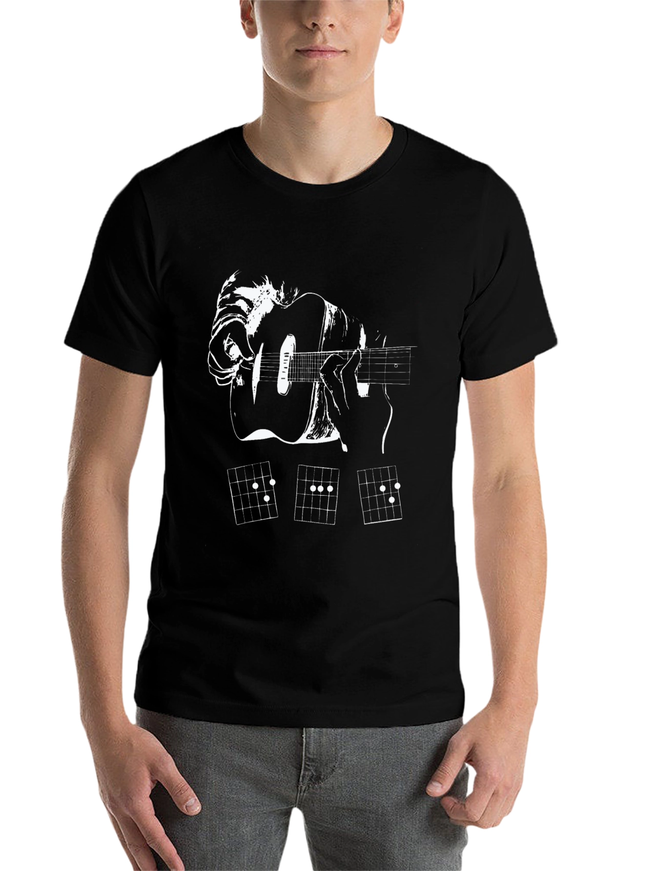Black Guitar Chords T-Shirt - Music Lover Apparel view 7