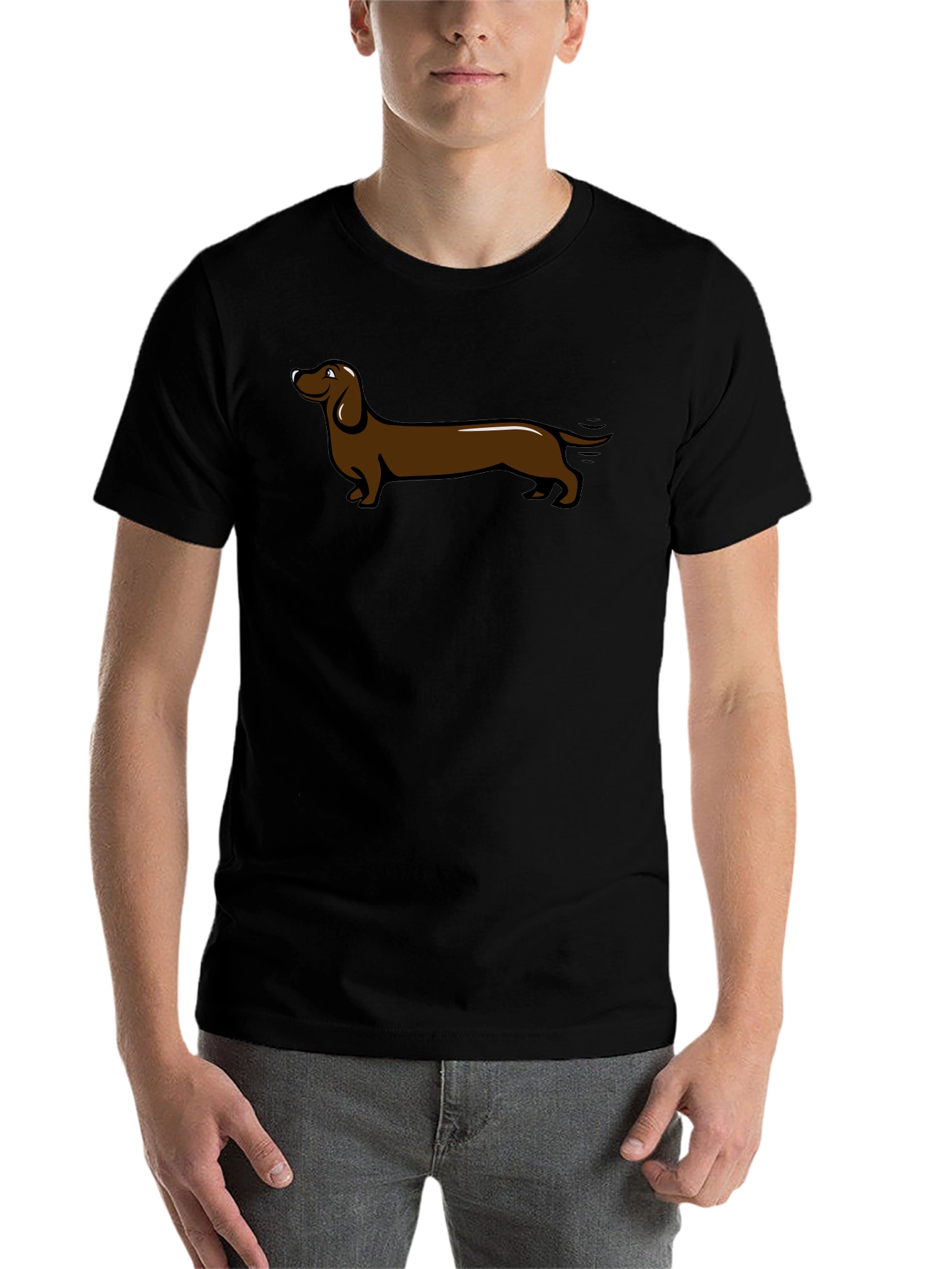 Black Dachshund Graphic T-Shirt - Black Crew Neck view 7
