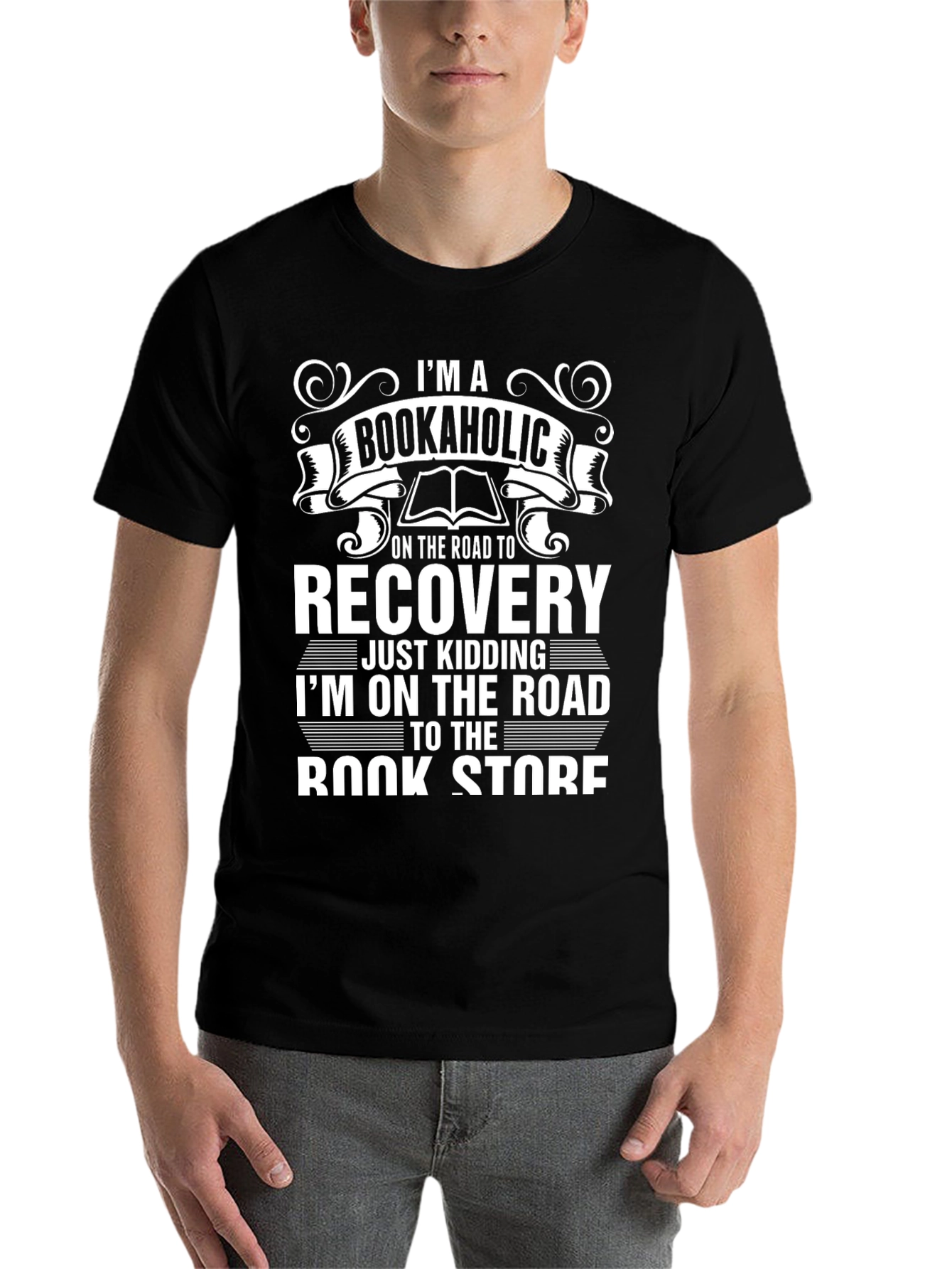 Black Bookaholic T-Shirt Funny Reader Novelty Tee view 7