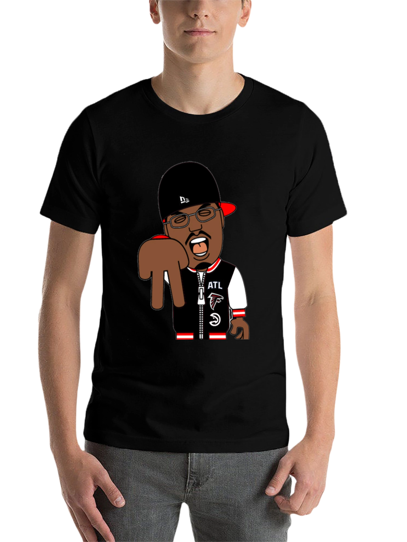 Black Cartoon Character Atlanta Falcons T-Shirt view 7