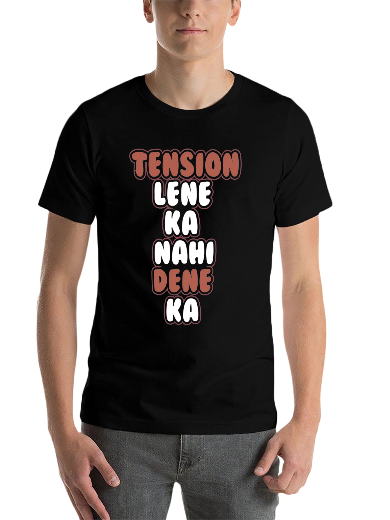 Black Tension Lene Ka Nahi Dena Ka Graphic Tee view 7