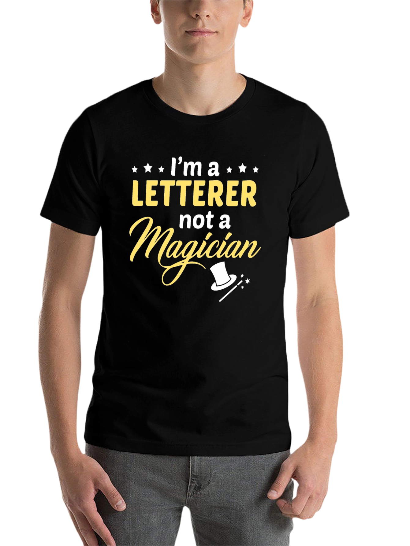 Black Letterer Not a Magician Funny Graphic T-Shirt view 7